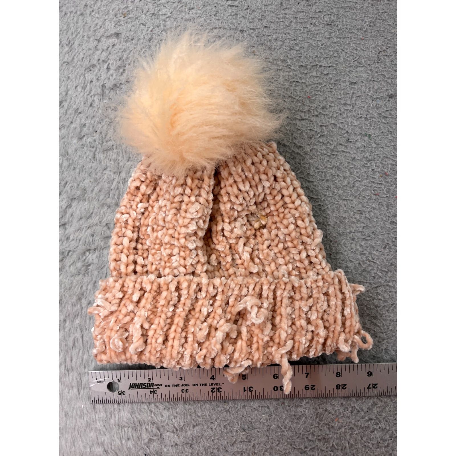 Vintage Beanie Toque Womens One Size Pink Knit Acrylic Blend Winter Snow Ski Pom Hat Size ONE SIZE - 3 Thumbnail