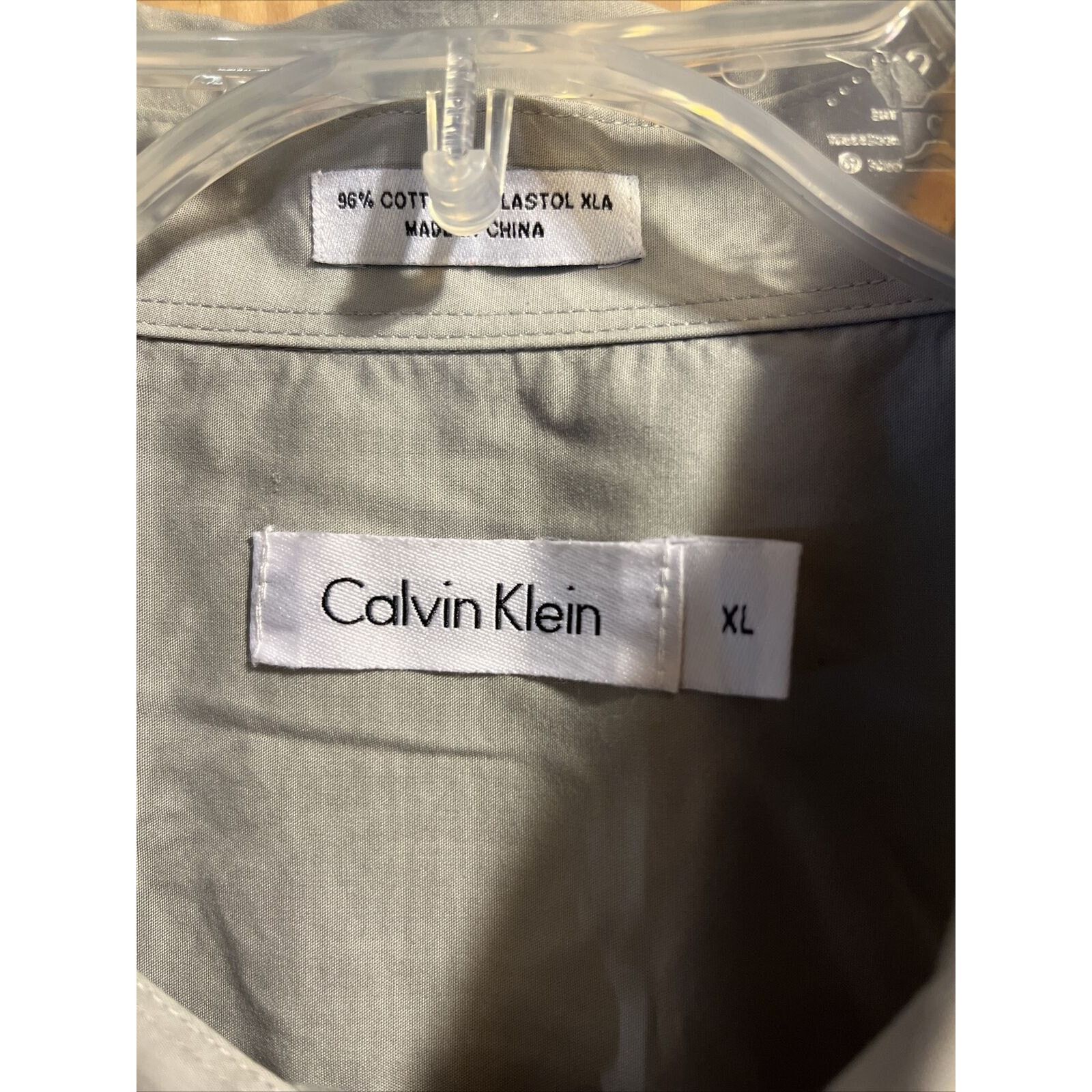Calvin Klein Calvin Klein Men’s XL Grey LS Cotton Lastol Button Up Shirt Size US XL / EU 56 / 4 - 2 Thumbnail