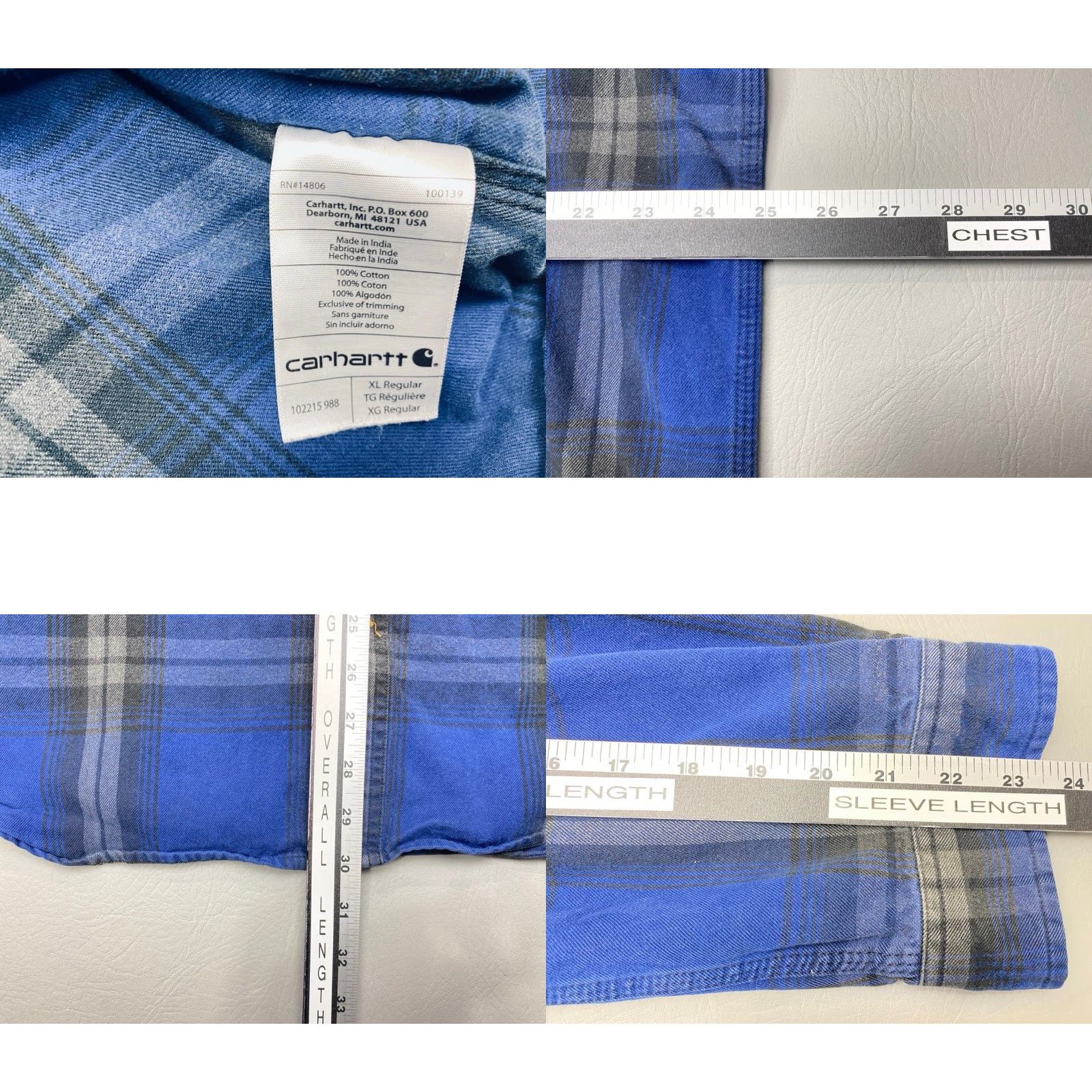 Carhartt Carhartt Heavy Flannel Shirt Hubbard 102215 988 Men's Size XL Blue Plaid 8223 Size US XL / EU 56 / 4 - 8 Thumbnail