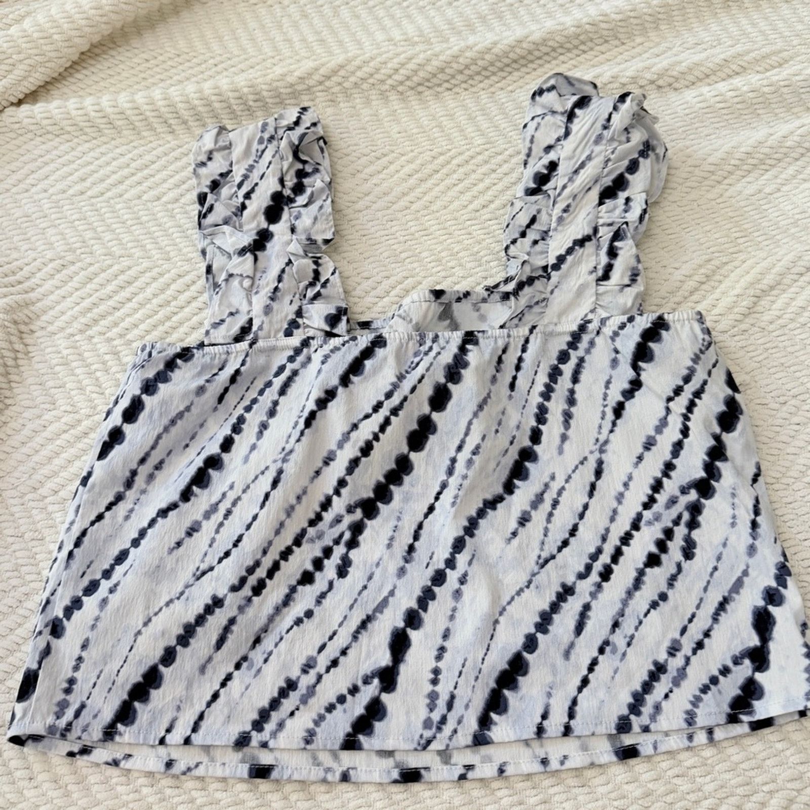 I.N.C INC Ruffled Strap Black & White Tie-Dye Women's Top medium Size M / US 6-8 / IT 42-44 - 6 Thumbnail