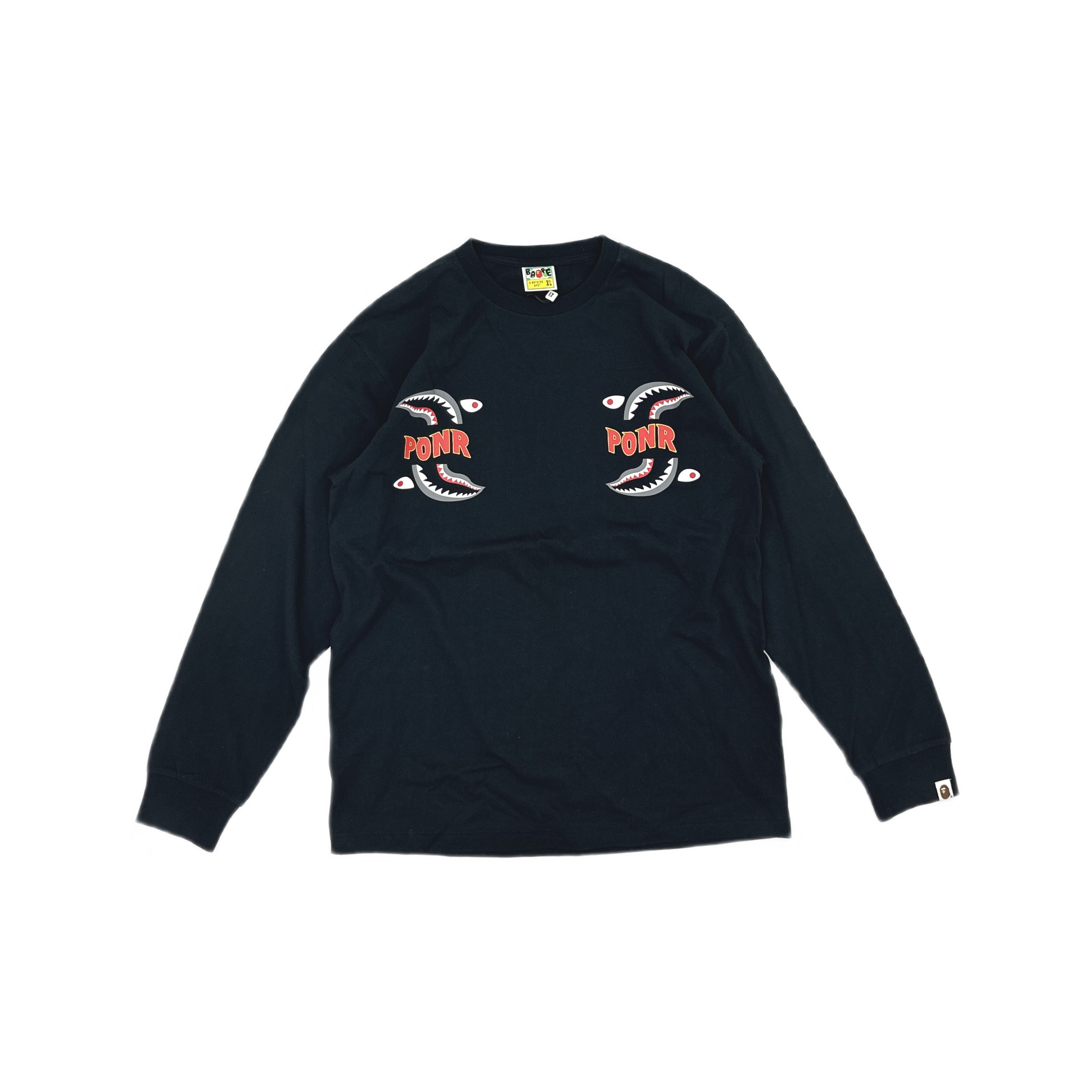 Bape A Bathing Ape Shark PONR Long Sleeve T-Shirt Size XL Size US XL / EU 56 / 4 - 1 Thumbnail