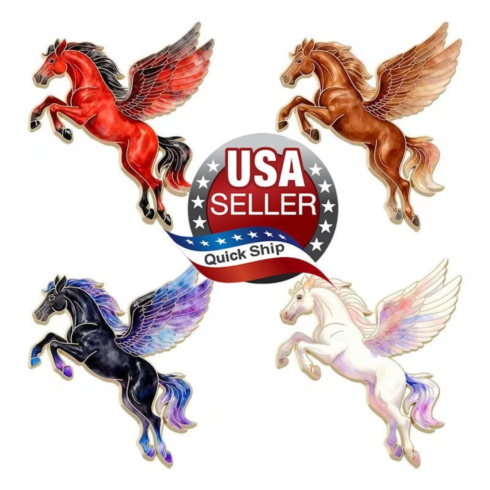 Other 4 pcs Pegasus Horse Enamel Brooch Clutch Pin Size ONE SIZE - 1 Thumbnail