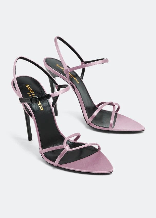 Saint Laurent Paris o1s1wg111024 Clara Sandals in Silk Satin in Pink Size US 7.5 / IT 37.5 - 4 Thumbnail