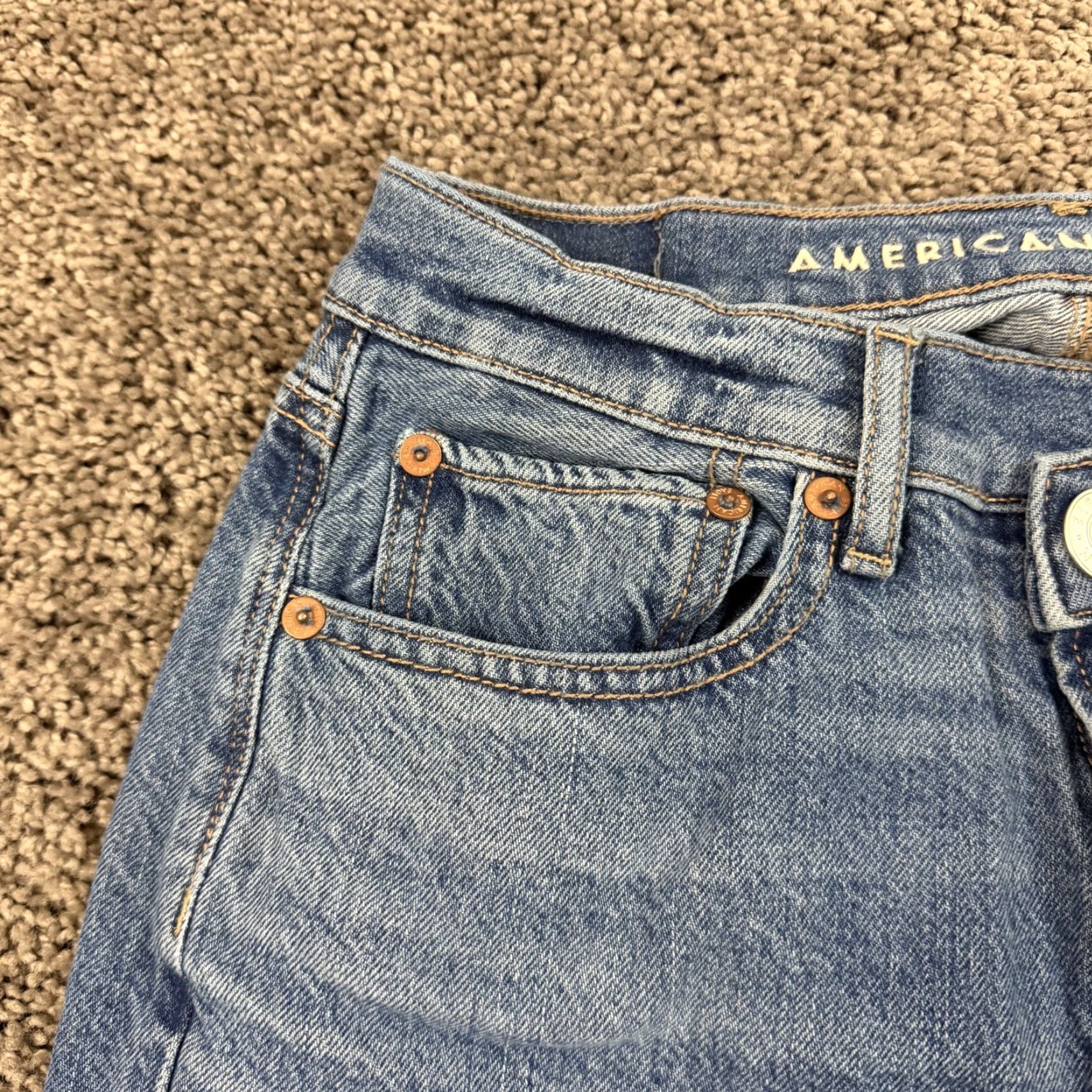American Eagle Outfitters American Eagle Outfitters Jeans Womens 2 Baggy Mid Rise Straight Distressed Denim 23x31 Jeans Womens Distressed 90s? Size 26" / US 2 / IT 38 - 3 Thumbnail