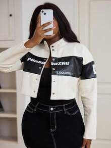 Other 🖤🤍 Women Black & White Cropped Real Leather Jacket Size S / US 4 / IT 40 - 6 Thumbnail