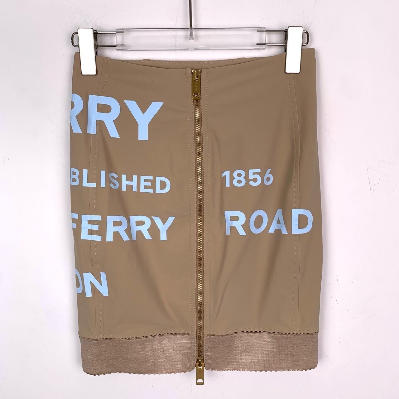 Burberry Burberry Logo Print Stretch Tan Nylon Short Skirt - Size 38 Size 38" / US 16 / IT 52 - 9 Thumbnail