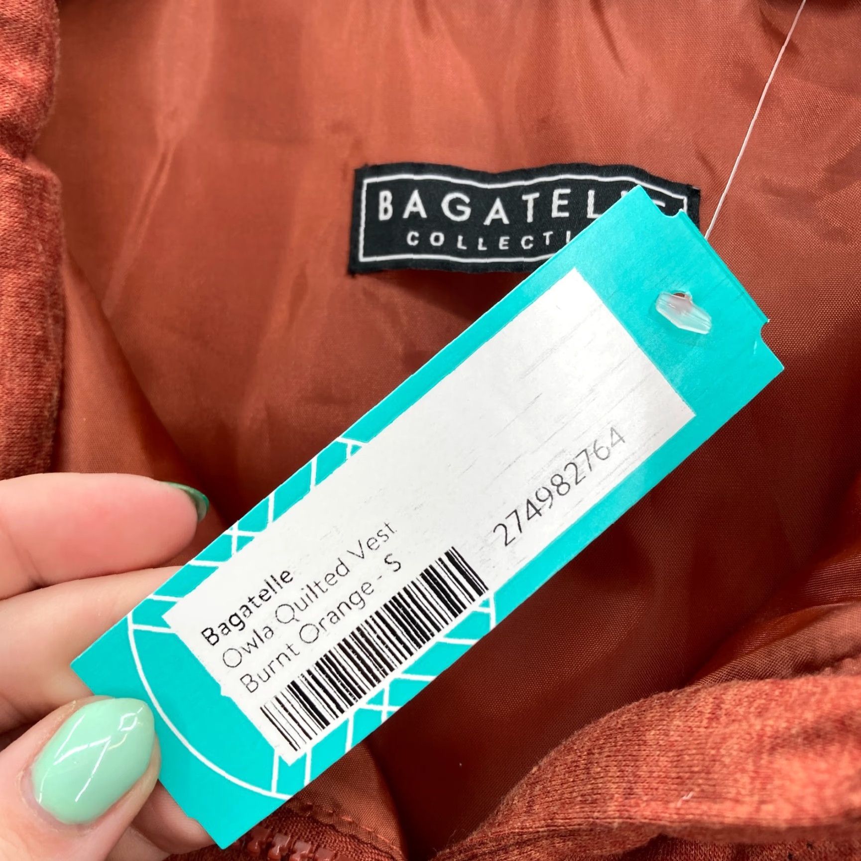 Vintage Bagatelle Owla Quilted Vest Women's Small Burnt Orange NWT Quilted Vest Bagatelle Owla NWT Burnt Orange Women's Small Quilted Vest Size S / US 4 / IT 40 - 4 Thumbnail