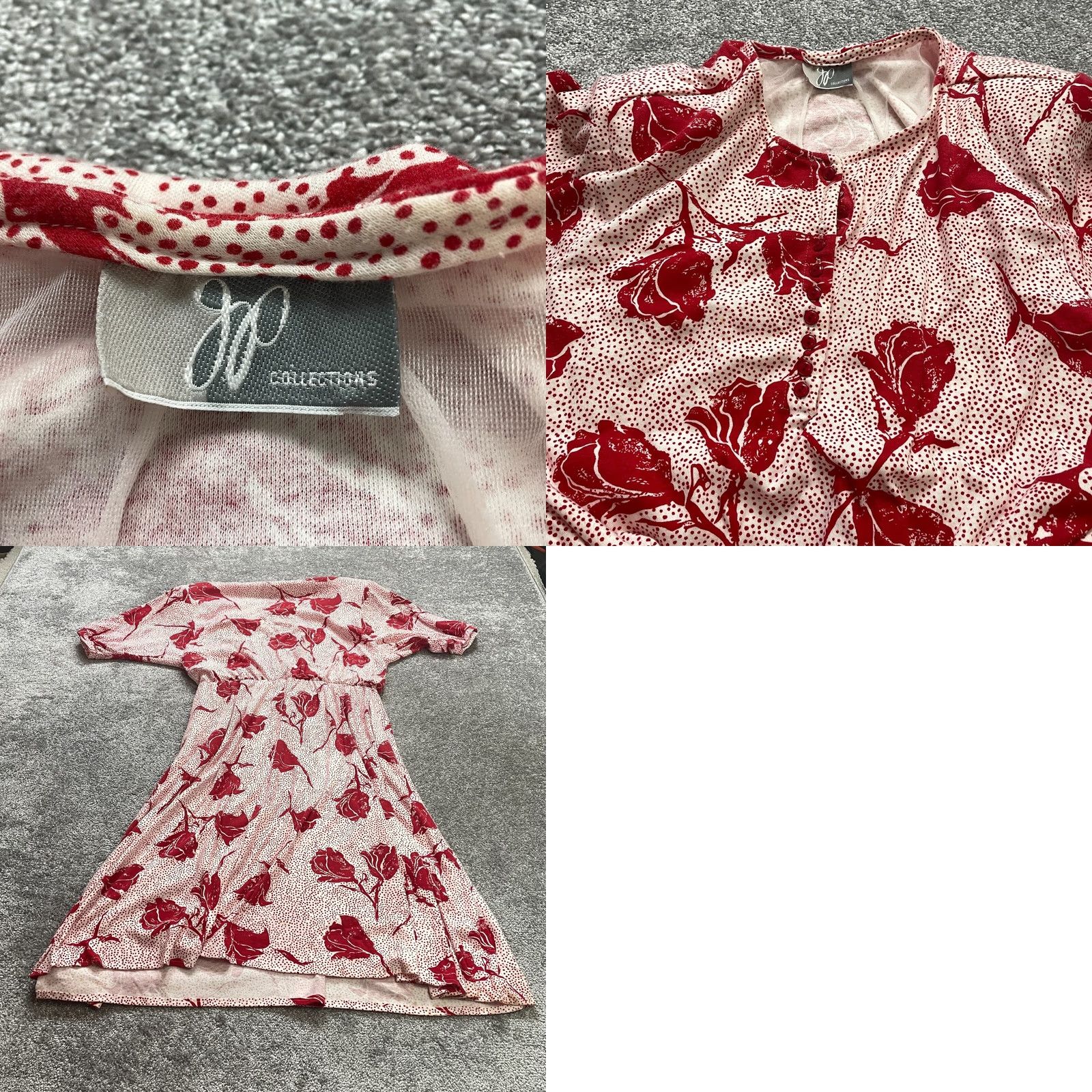 Vintage JP Collections Dress Womens L Pink Floral Fit and Flare Short Sleeve Size 36" / US 14 / IT 50 - 9 Thumbnail