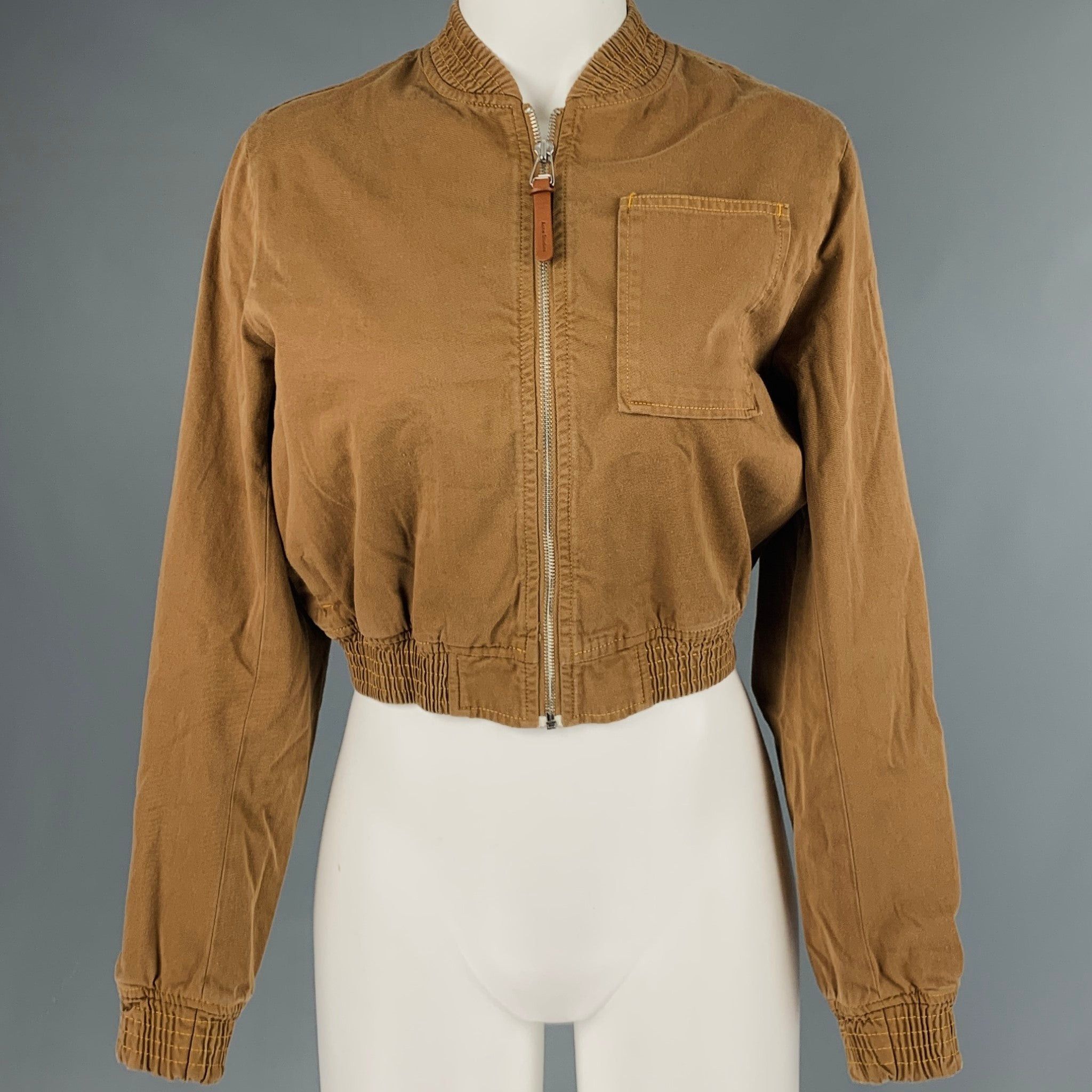 image of Acne Studios Brown Cotton Bomber Jacket, Women's (Size Small)