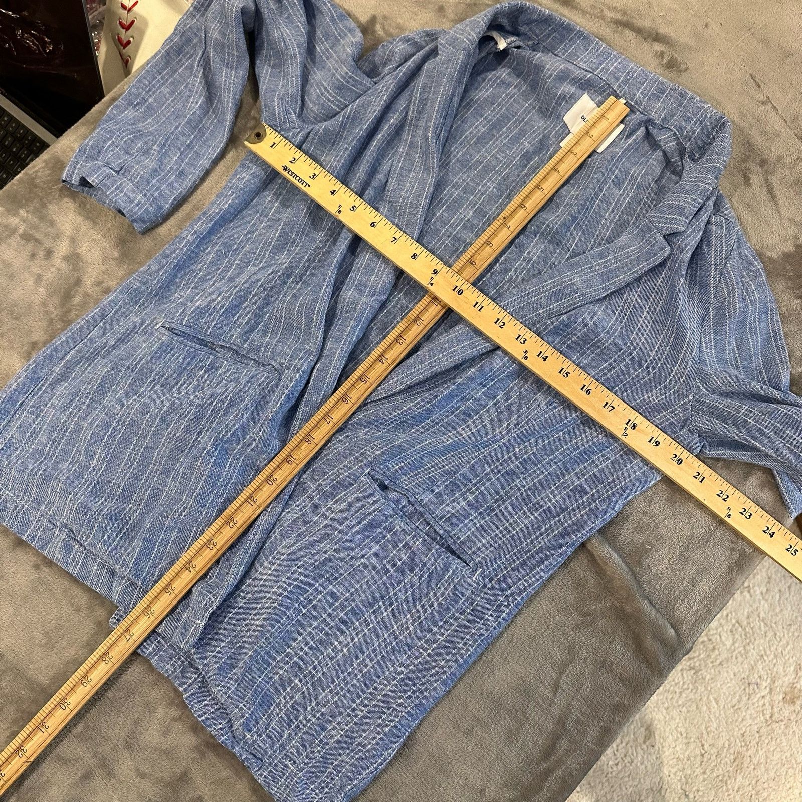 Old Navy Old Navy Linen Blazer Open Jacket Chambray Stripe S Size US S / EU 44-46 / 1 - 9 Thumbnail