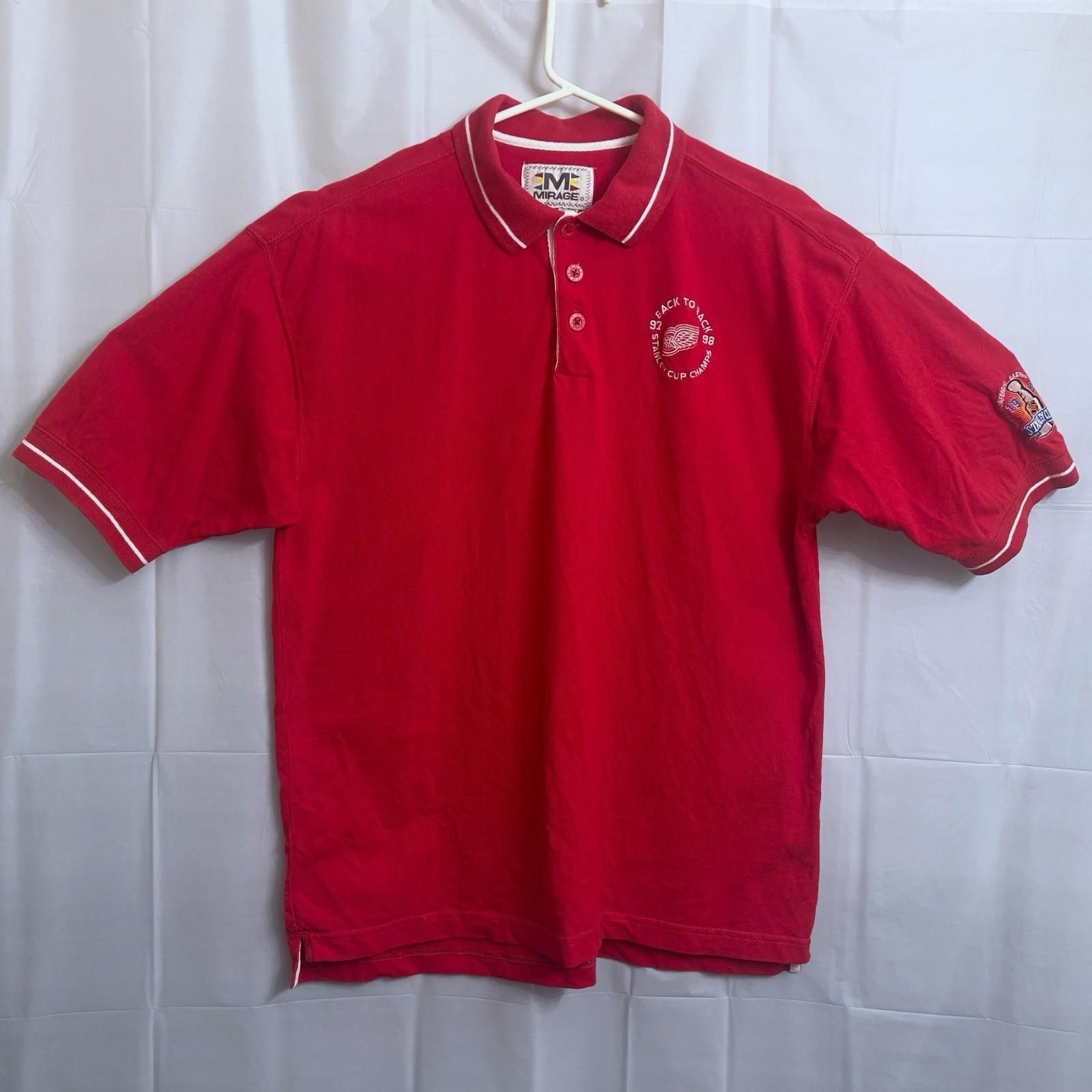 Mirage Mirage Detroit Red Wings 97 & 98 Stanley Cup Polo Shirt Men Size ONE SIZE - 1 Thumbnail