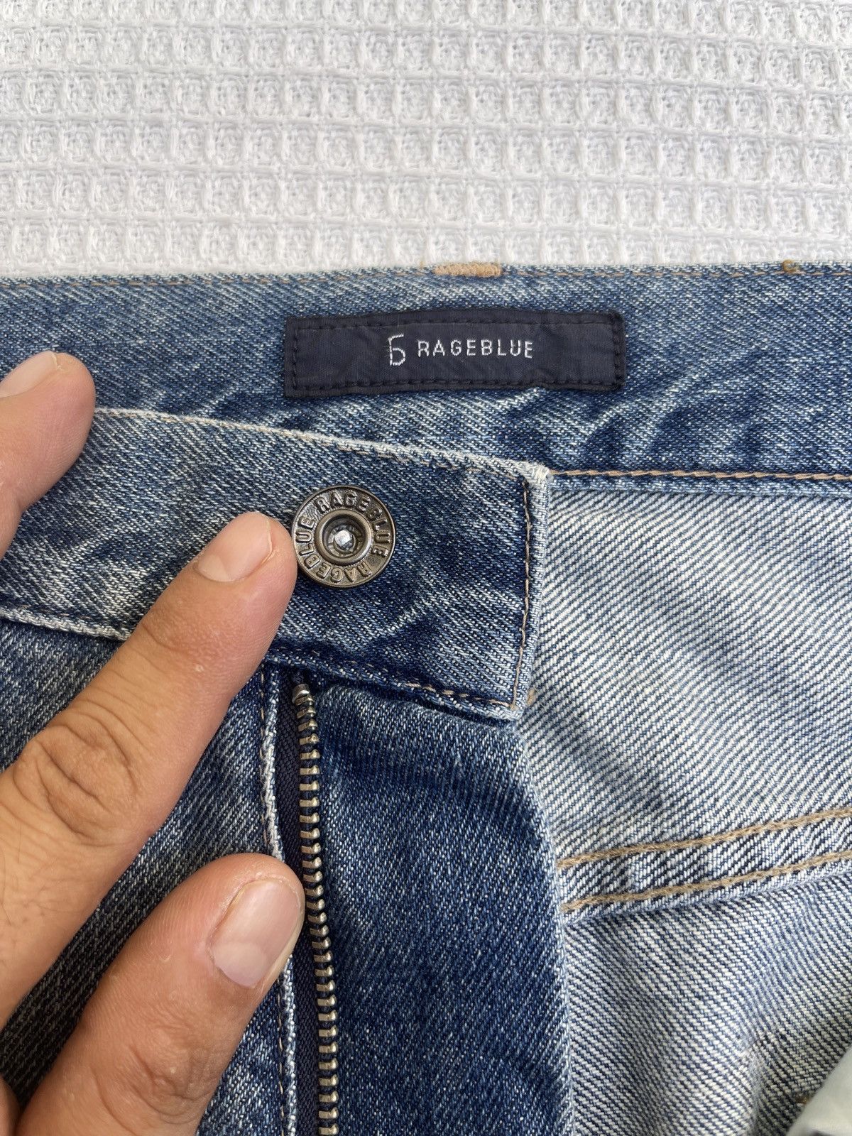 Japanese Brand Rare🔥Japanese Designer 6 Rage Blue Patchwork Jeans Size US 31 - 7 Thumbnail
