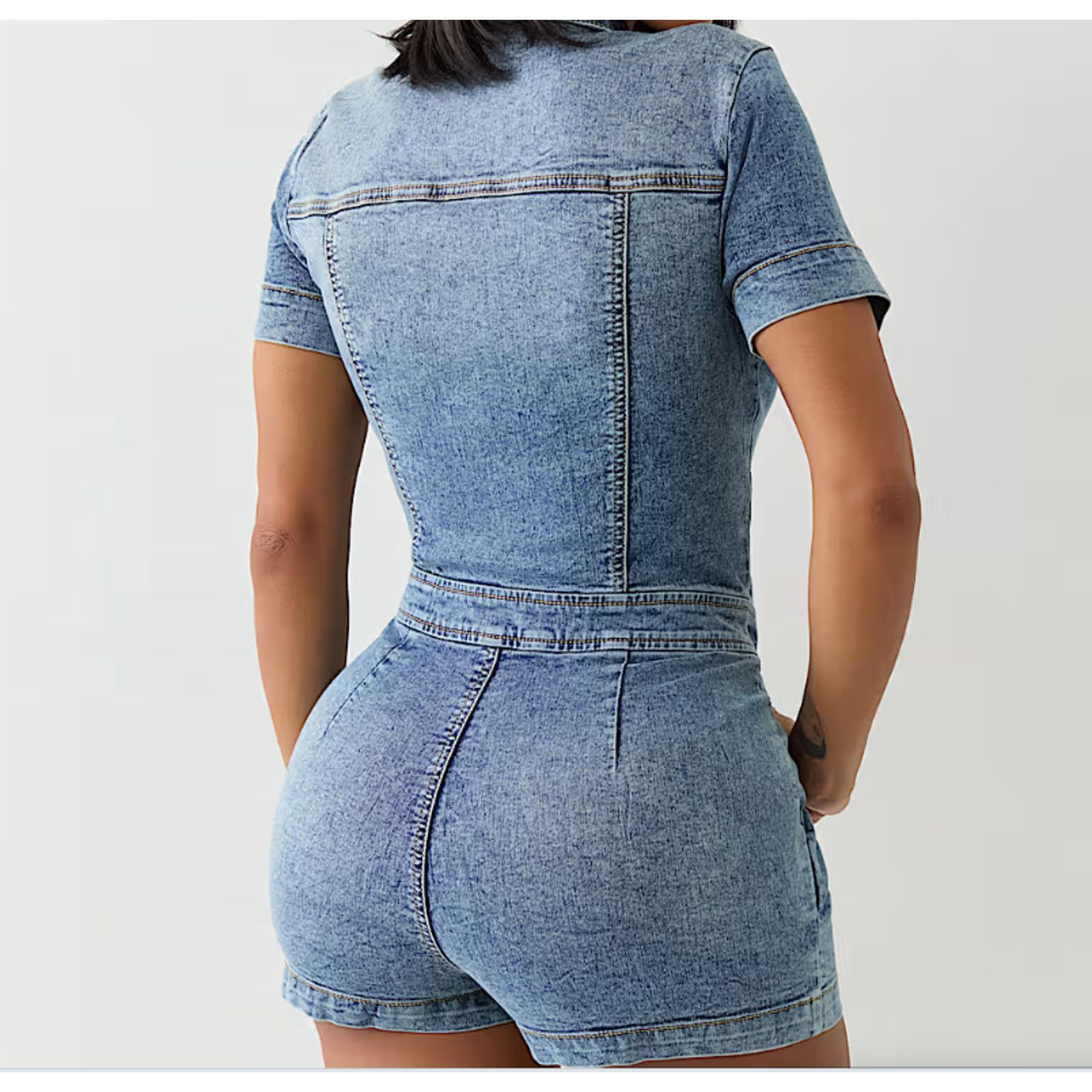 True Religion TRUE RELIGION - ZIP DENIM ROMPER MELLOW WASH - NWT - SZ XL Size 34" / US 12 / IT 48 - 3 Thumbnail