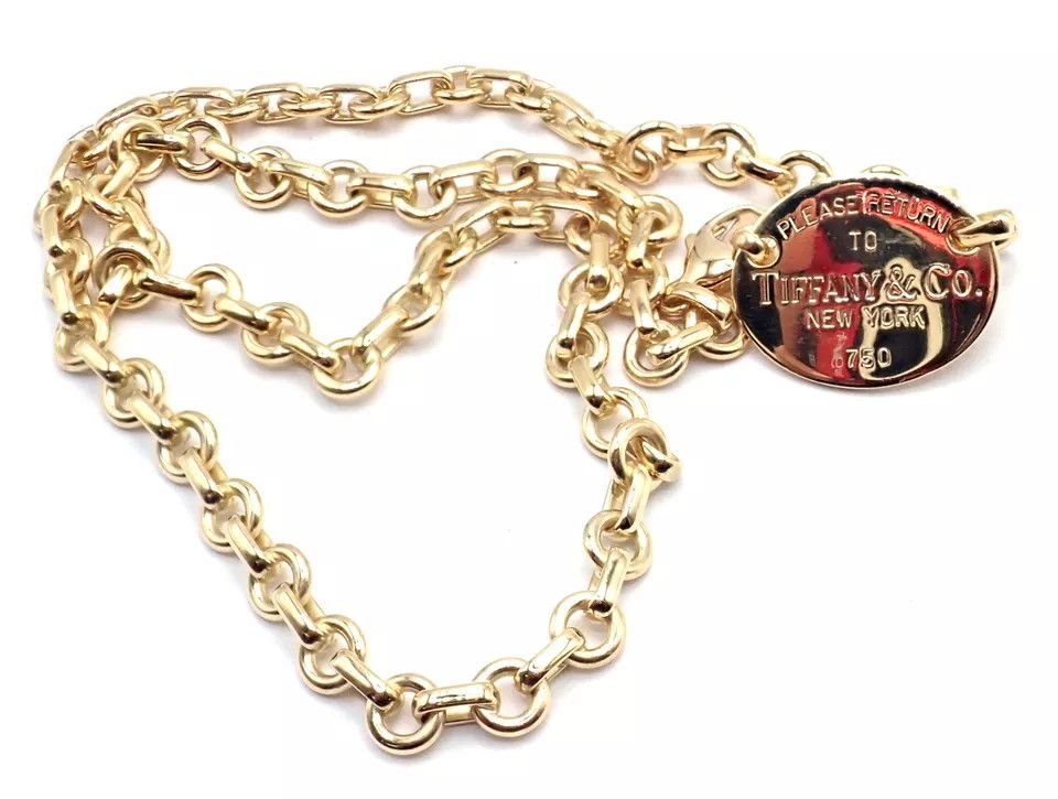Tiffany & Co. 18k Yellow Gold Oval Tag Link Necklace Size ONE SIZE - 3 Thumbnail