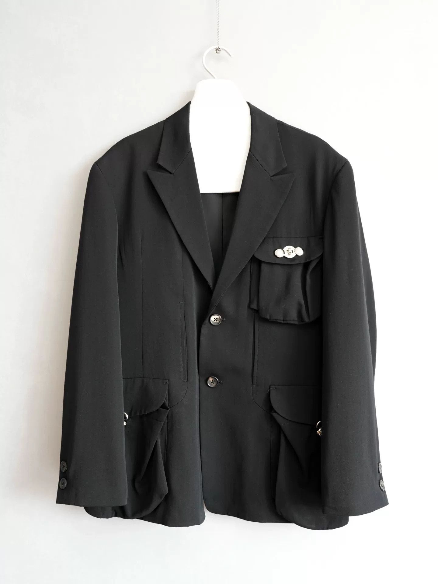 yohji yamamoto wool blazer with unique pockets