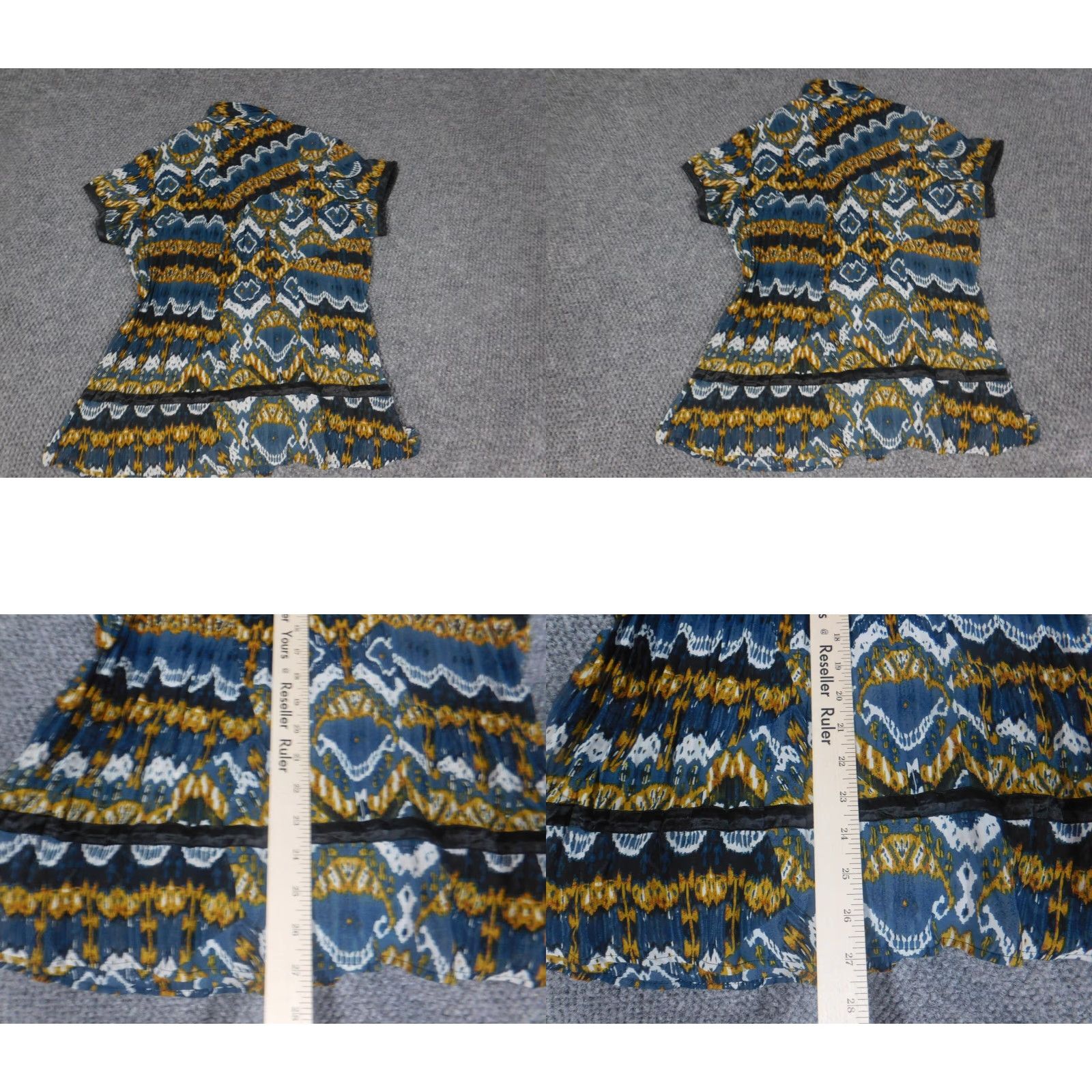 Vintage NY Collection Blouse Womens Large Blue Shirt Short Sleeve Collared Pullover Regular Cotton Rayon Stretch Casual Basic Size L / US 10 / IT 46 - 8 Thumbnail