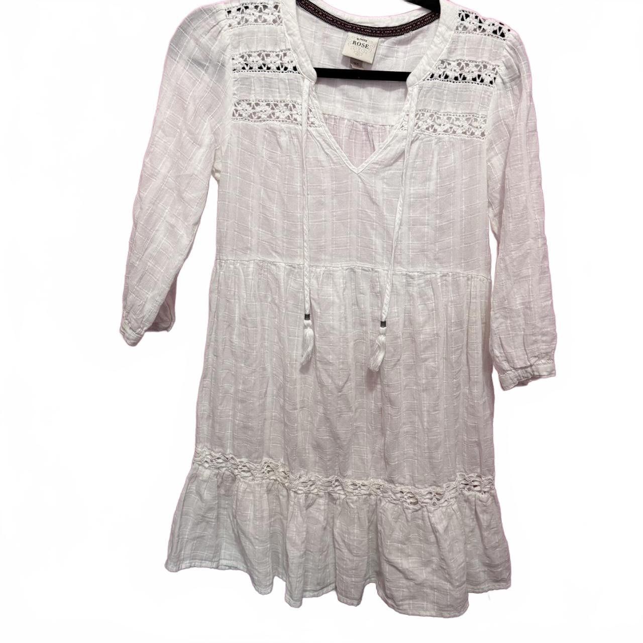 Designer Boho-Chic White Cotton Dress Size S / US 4 / IT 40 - 1 Thumbnail
