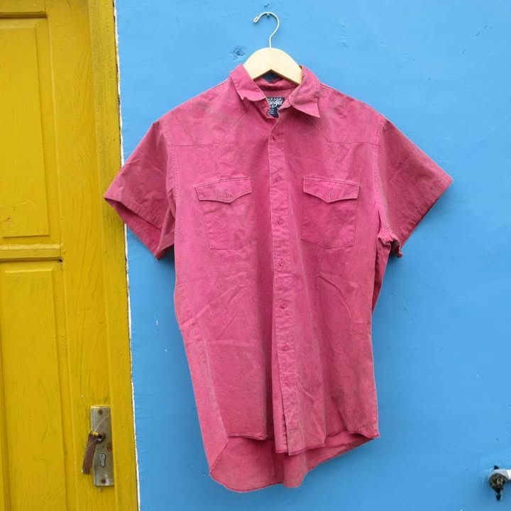 Vintage × Wrangler Vintage 70s Wrangler shirt Regular Fit red made in usa Size US L / EU 52-54 / 3 - 2 Thumbnail