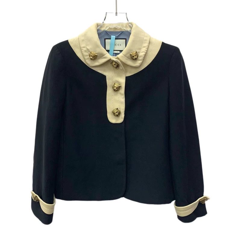 Gucci Colorblock Lion Button Wool Jacket-dmc
