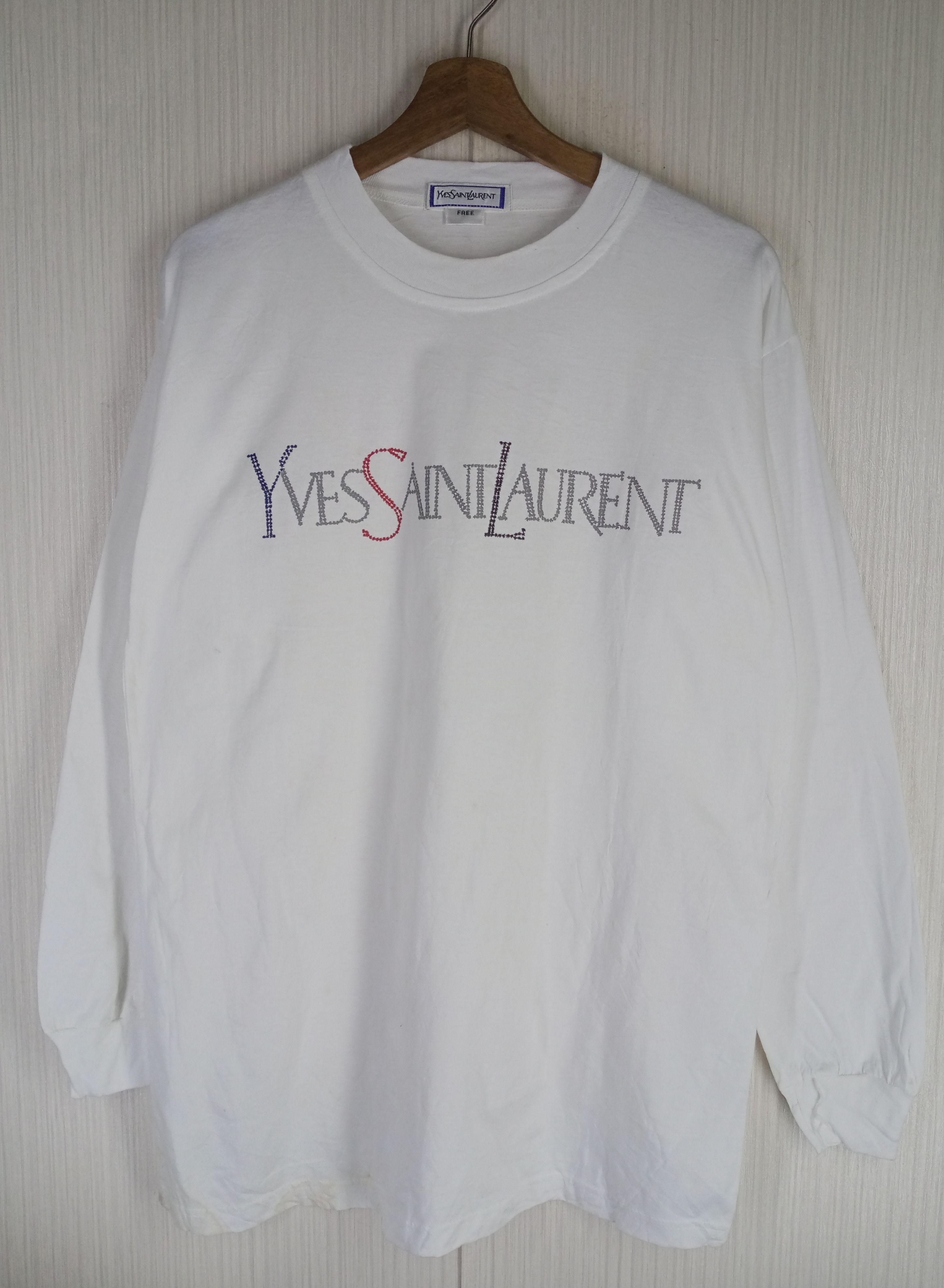 Yves Saint Laurent Rare Vintage YSL Yves Saint Laurent Long Sleeve Tshirt Size US M / EU 48-50 / 2 - 2 Thumbnail