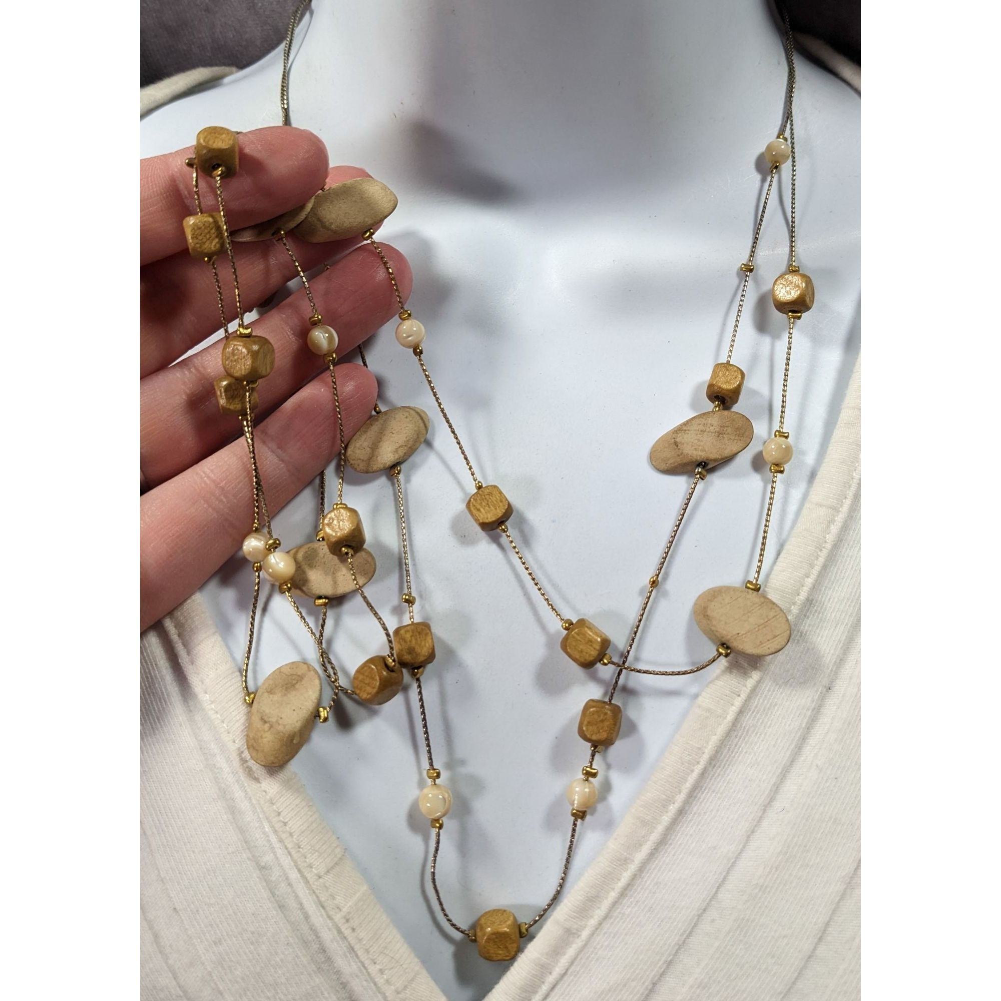 Other Elegant Multilayer Wood Beaded Station Necklace Size ONE SIZE - 4 Thumbnail
