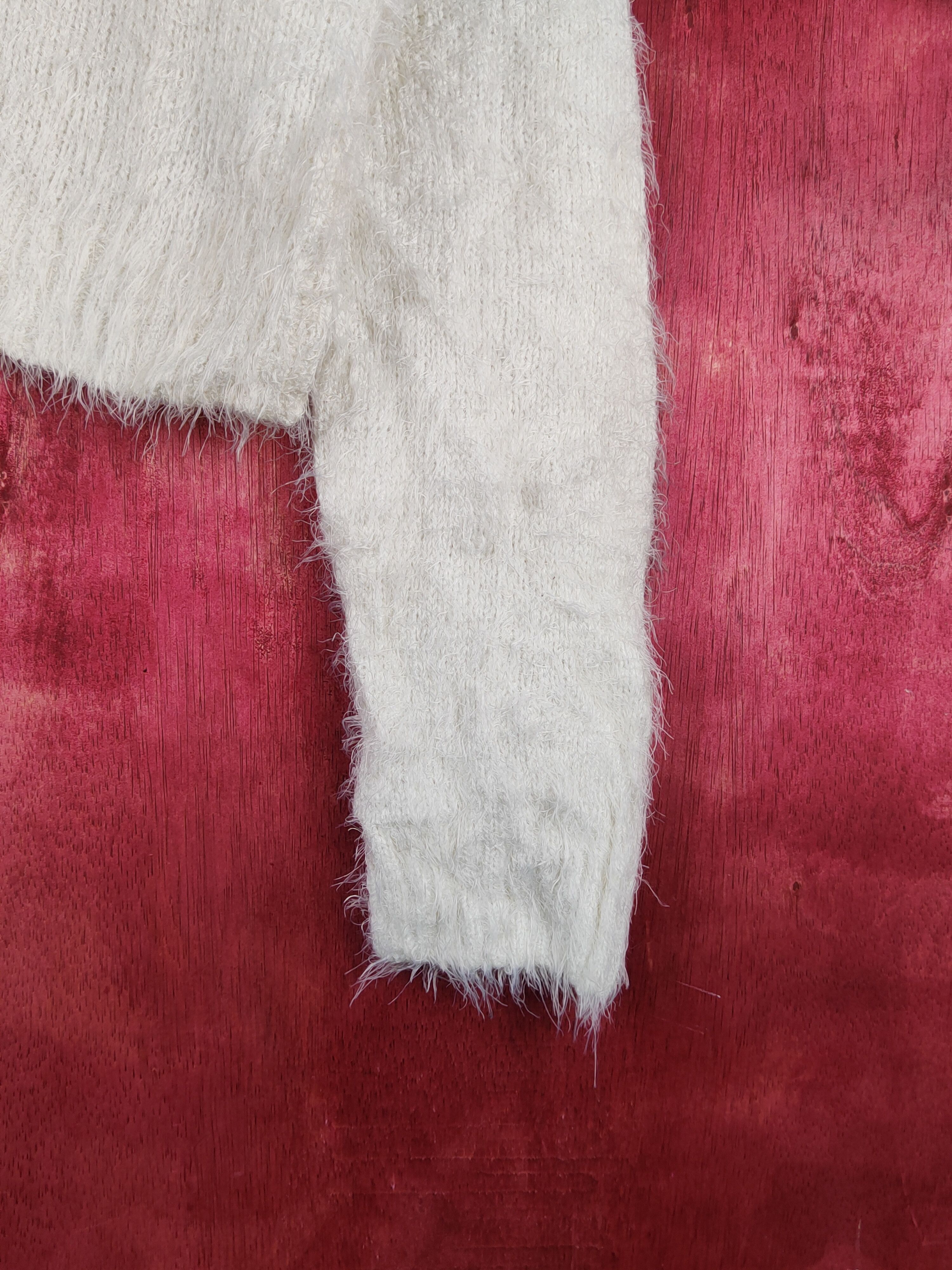 Homespun Knitwear Pinky Girls White Shag Shaggy Fur Mohair Knitwear #S1893 Size M / US 6-8 / IT 42-44 - 6 Thumbnail