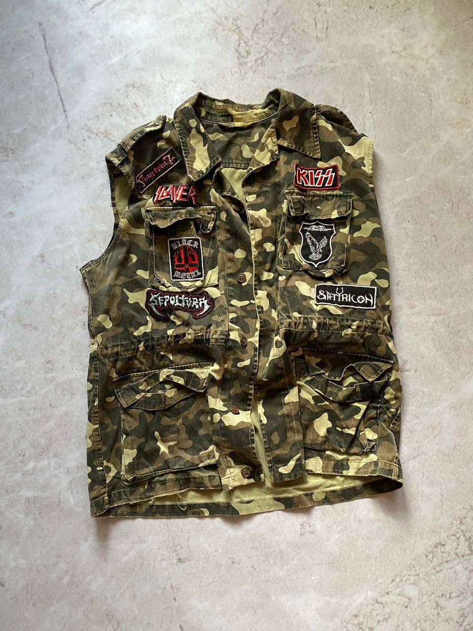 Band Tees × Vintage Vintage Custom Rock Band Camo Military Vest Y2K Size US M / EU 48-50 / 2 - 1 Thumbnail