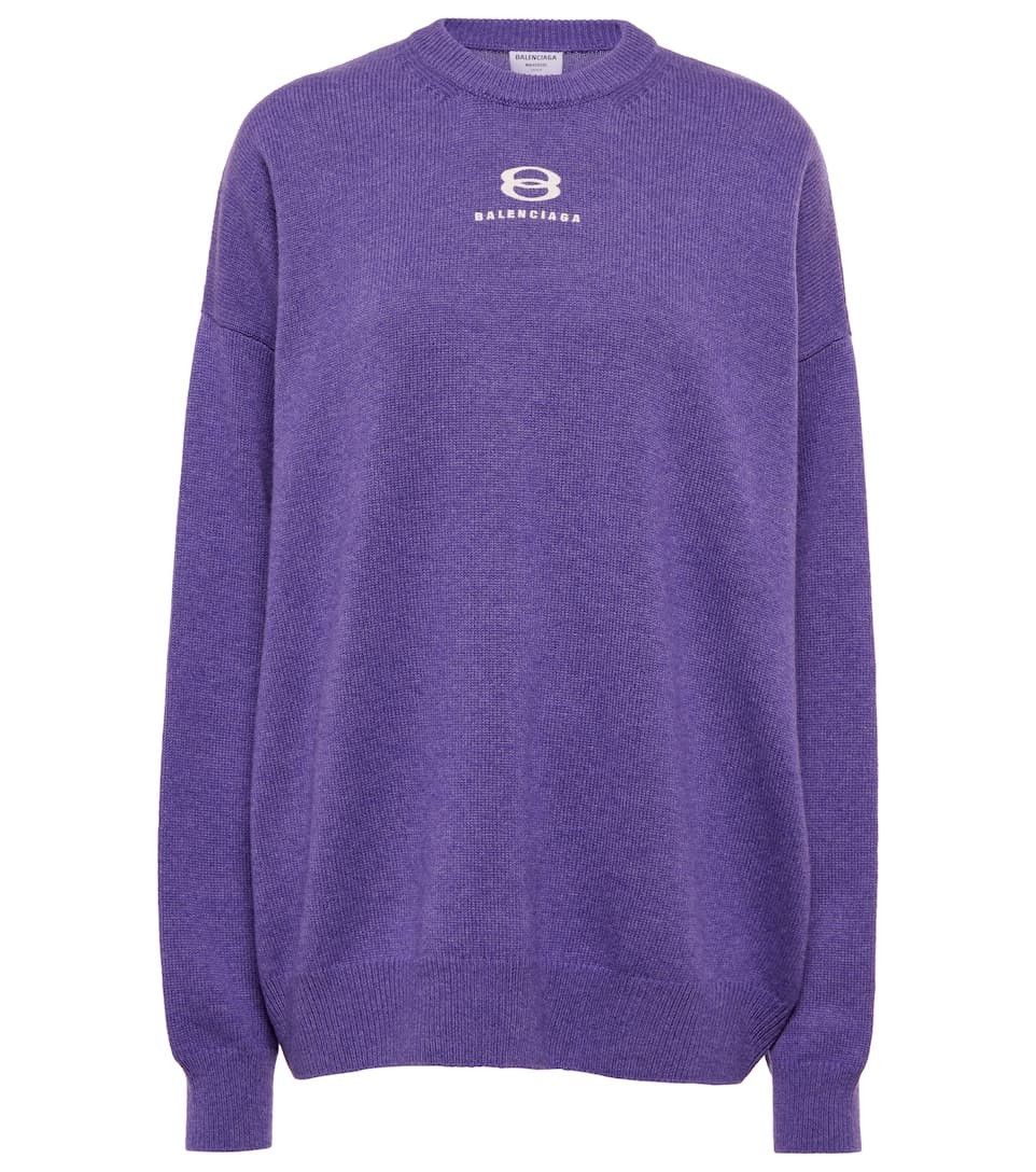 Balenciaga o1y0625 Logo Cashmere Blend Sweater in Purple Size XS / US 0-2 / IT 36-38 - 1 Thumbnail