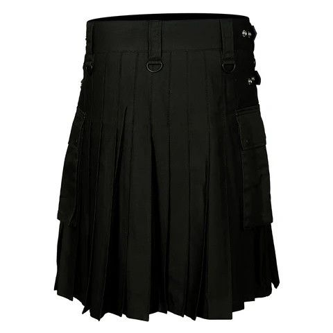 Handmade × Other Cotton Utility Kilt Black with Adjustable Leather Straps Size US 34 / EU 50 - 5 Thumbnail