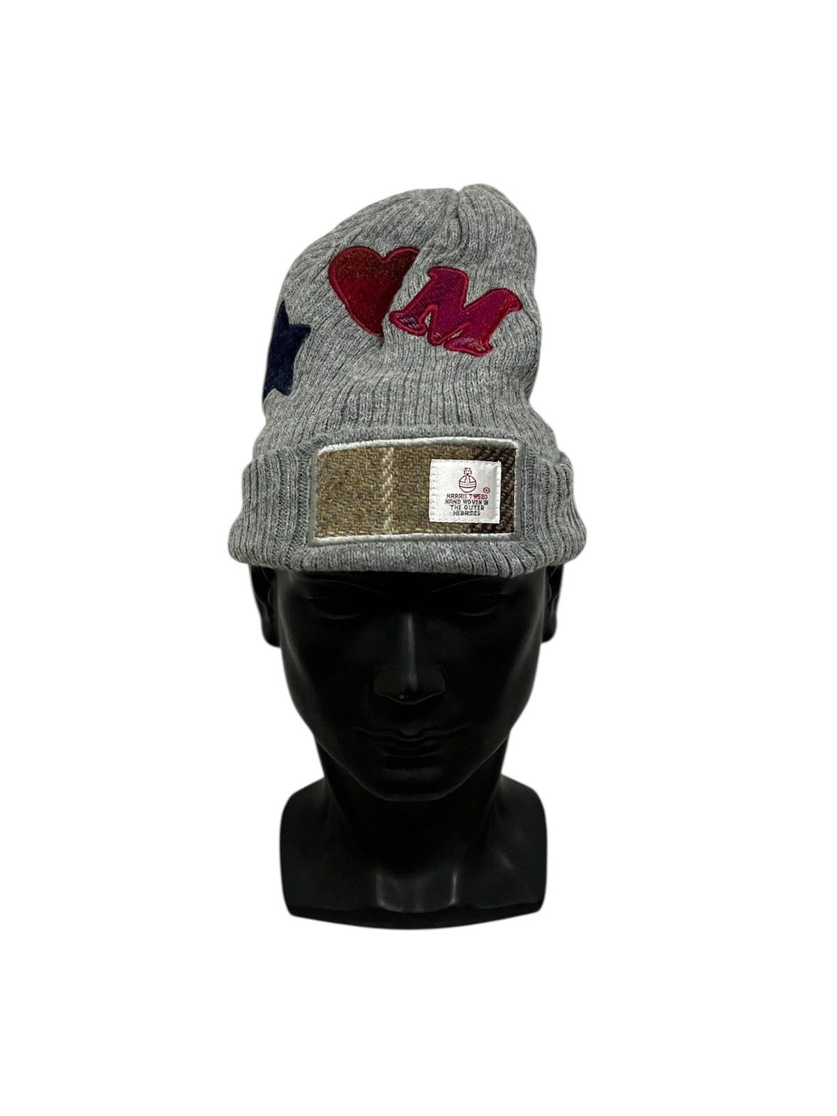 Harris Tweed Japanese Brand Harris Tweed Big Logo Beanie Hat Size ONE SIZE - 1 Thumbnail