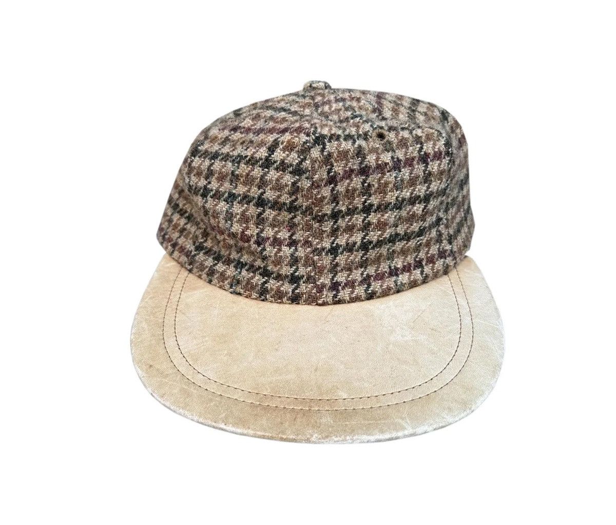 Vintage Polo Ralph Lauren Houndstooth Wool / Leather Hat