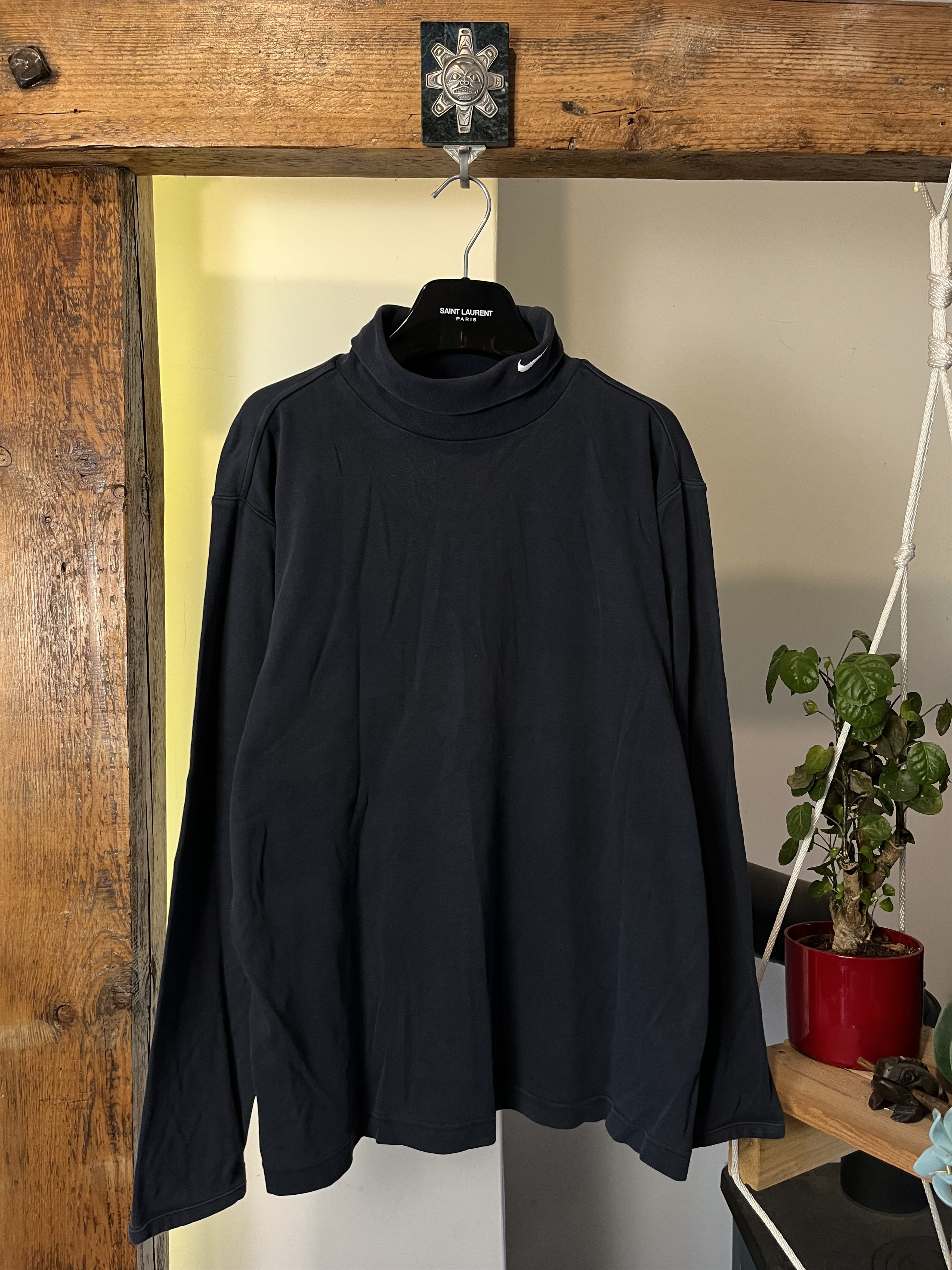 Nike × Vintage 90s Nike Turtle Neck Swoosh Vintage Long Sleeve Tee Size US M / EU 48-50 / 2 - 1 Thumbnail