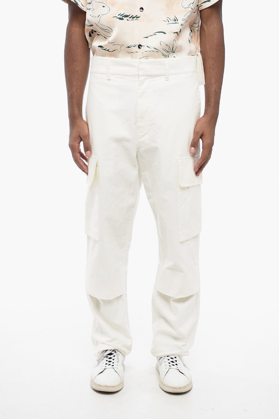 og1mm0625 Hidden Fastening Cotton Cargo Pant in White