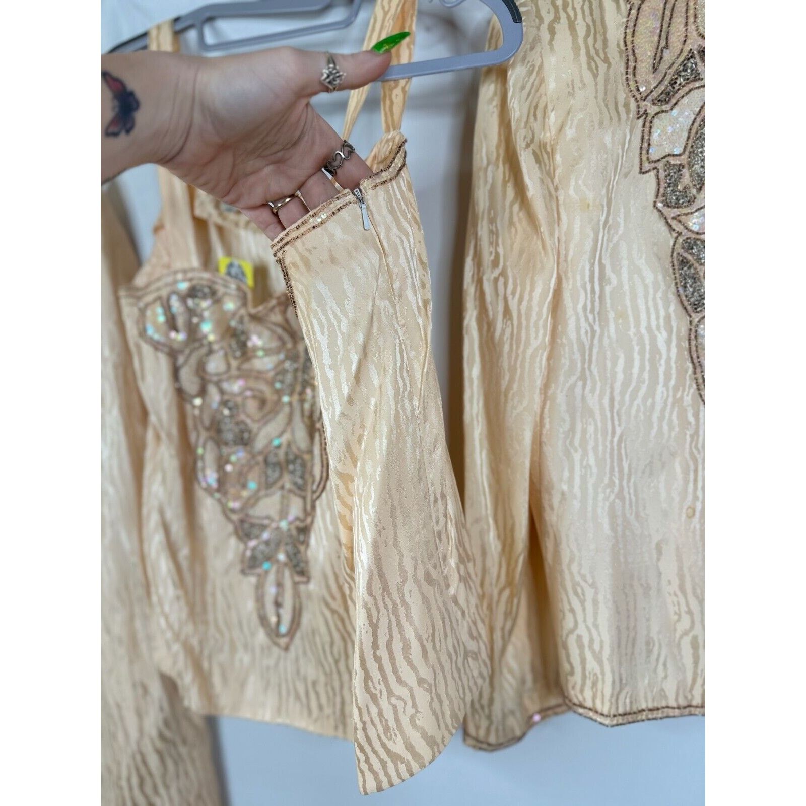 Vintage Vintage D'ore Women's 3 Piece Embroidered Peach Skirt Set Size M / US 6-8 / IT 42-44 - 8 Thumbnail