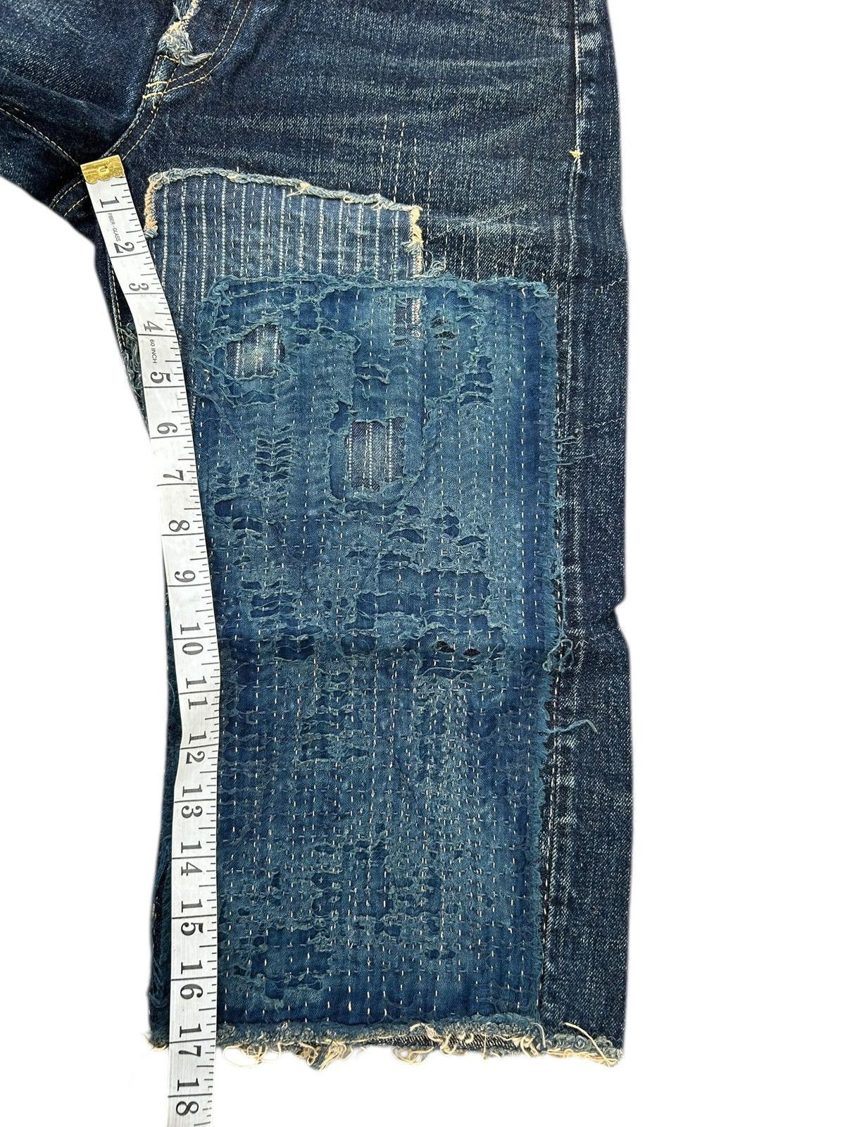 Kapital Kapital Kountry BORO Selvedge Denim Shorts (Kiro Hirata) Size US 31 - 23 Thumbnail
