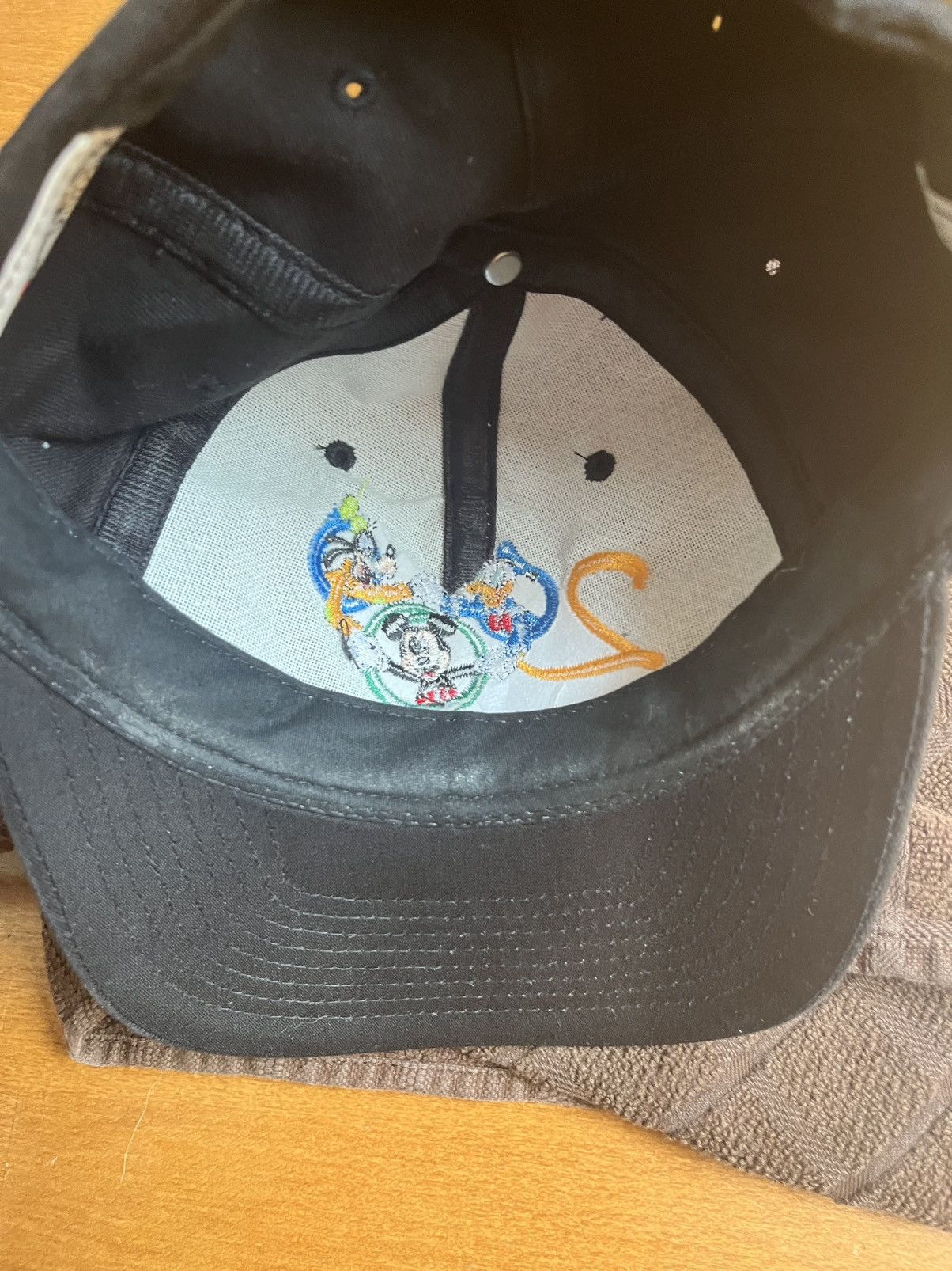 Disney VINTAGE Disney Hat Cap Strap Back Black Mickey Mouse Donald Size ONE SIZE - 5 Thumbnail