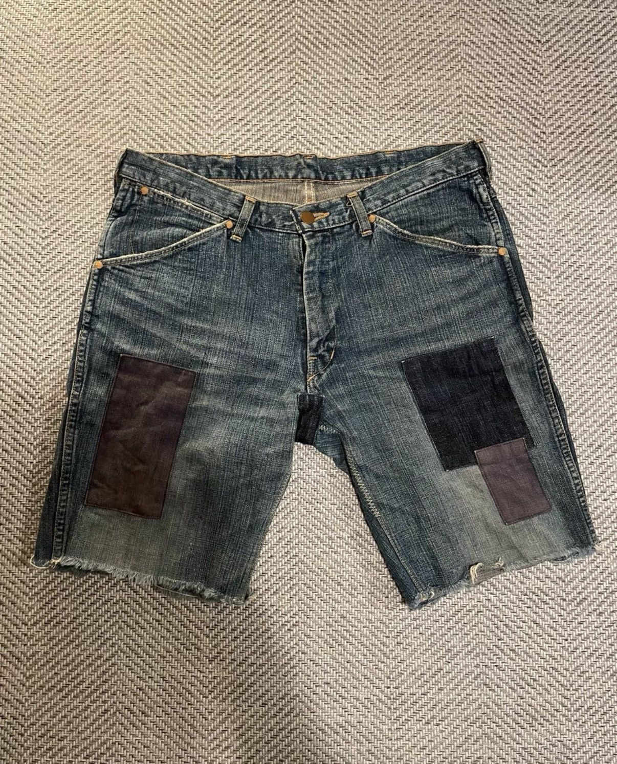 Number Nine Washed Patchwork Denim Shorts K24