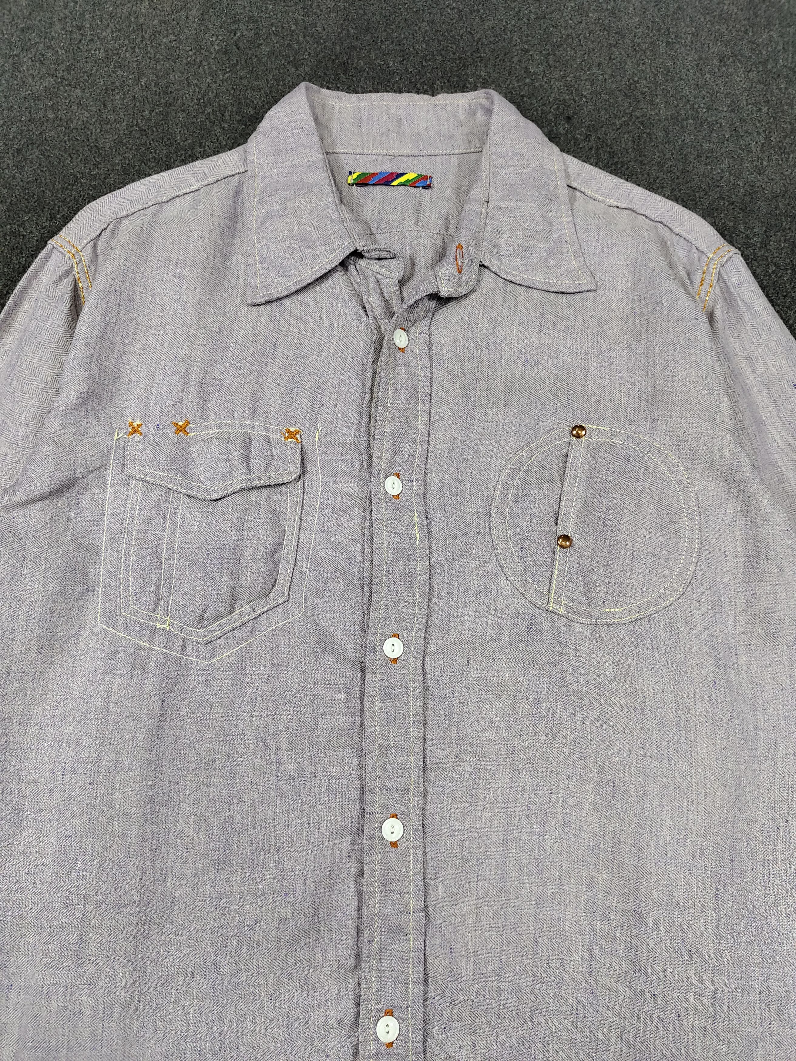 Japanese Brand Is-Ness🇯🇵 Herringbone Minimalist Rayon Blend Workshirt Size US L / EU 52-54 / 3 - 2 Thumbnail