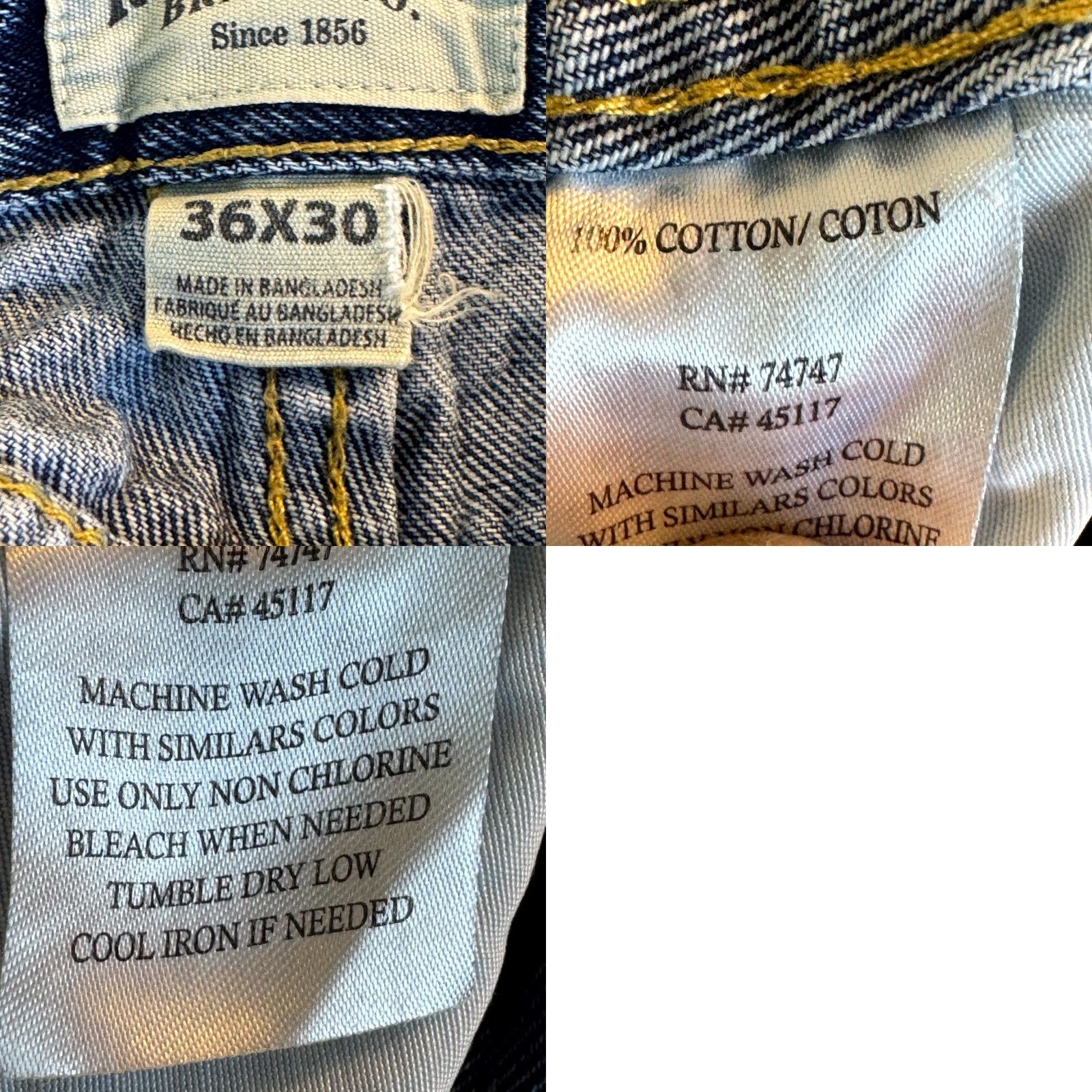 Denime RedHead Jeans Men 36x30 Straight Leg Blue Denim Stone Wash 100% Cotton Jeans Mens Regular Size US 36 / EU 52 - 9 Thumbnail