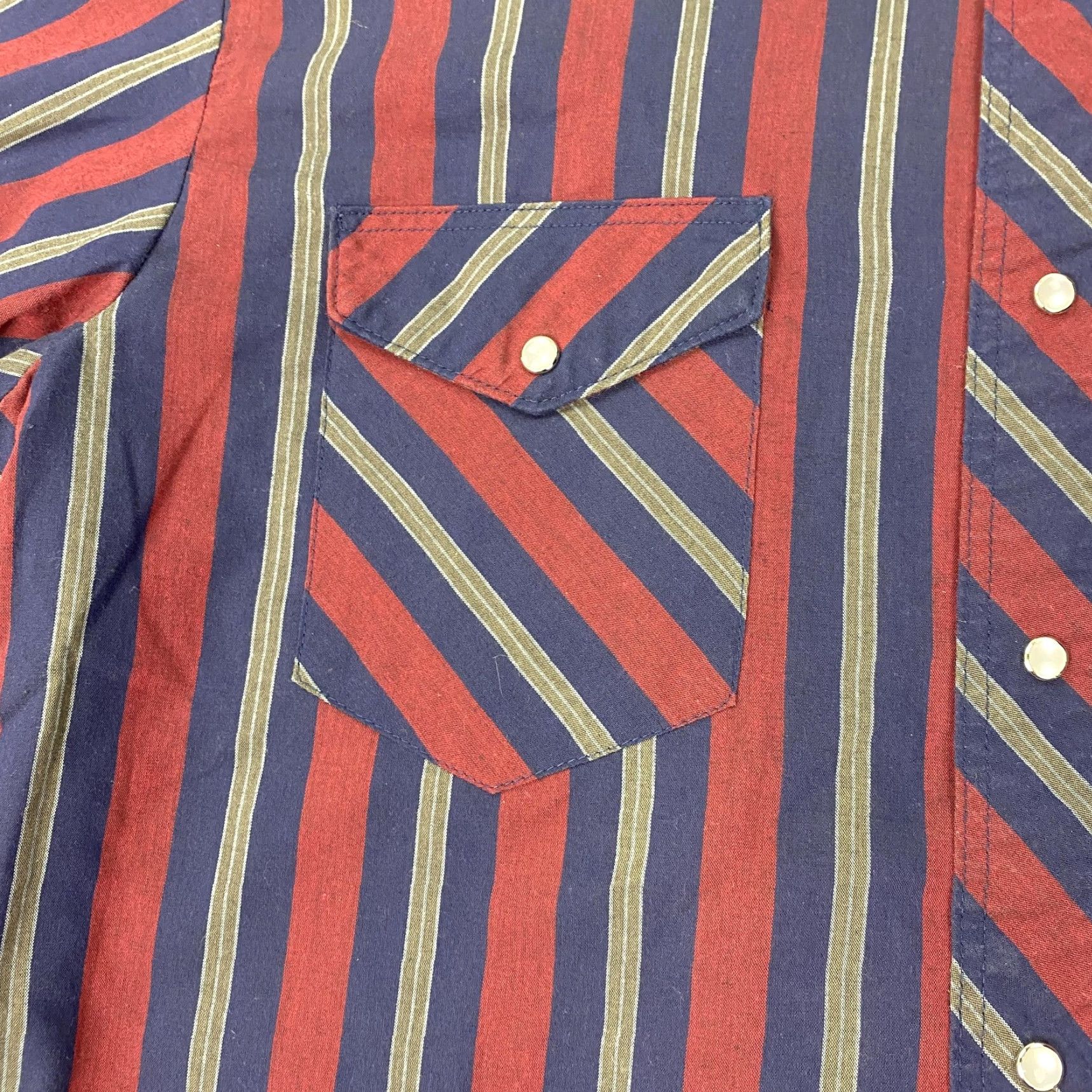 Wrangler Wrangler Shirt Mens Large Red Navy Striped Western Pearl Snap Long Sleeve Yoke Size US L / EU 52-54 / 3 - 4 Thumbnail