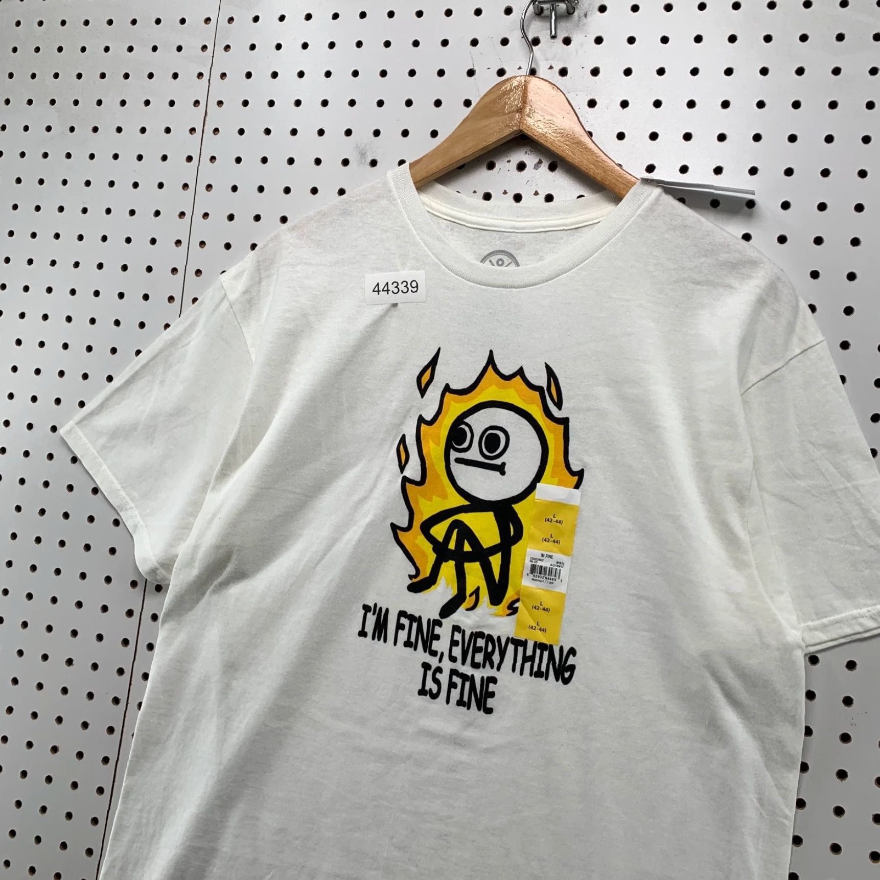 Vintage NEW Funny Stick Figure Flame Shirt Mens Large White NWT Size US L / EU 52-54 / 3 - 4 Thumbnail