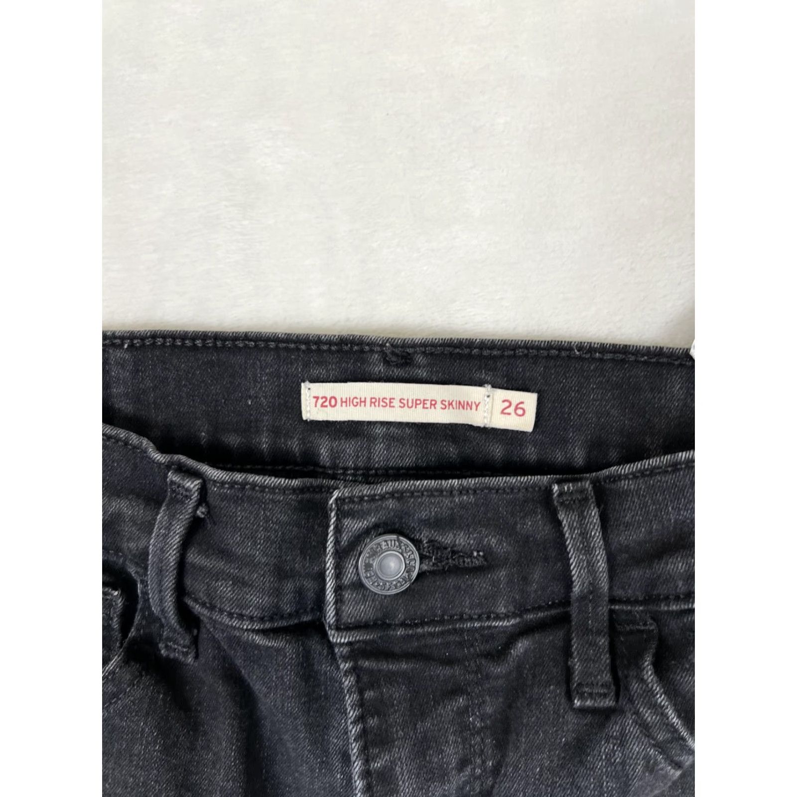Levi's Levi's 720 High Rise Super Skinny Jeans Womens 26x30 Black Dark Stretch Denim Jeans Size 26" / US 2 / IT 38 - 4 Thumbnail