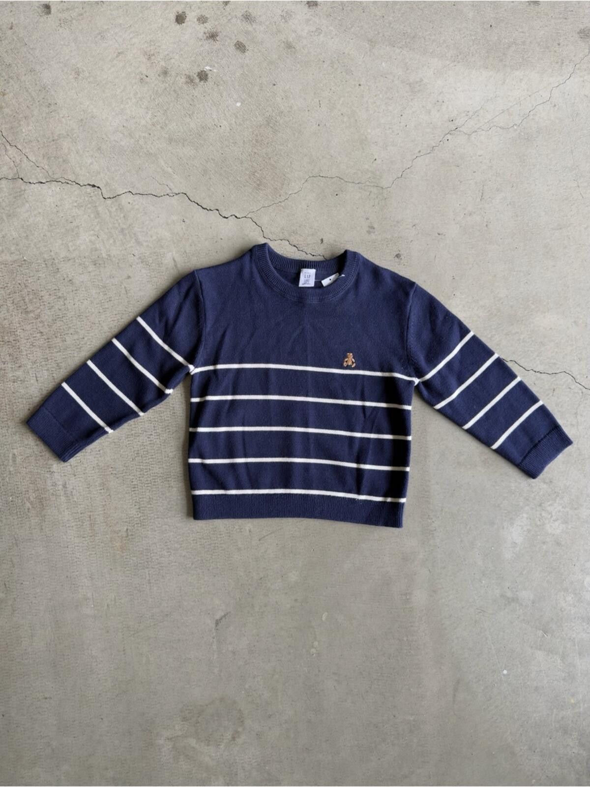 Gap Baby Gap / Stripe Crew Bear Sweater / Navy 2Y Size US XXS / EU 40 - 3 Thumbnail