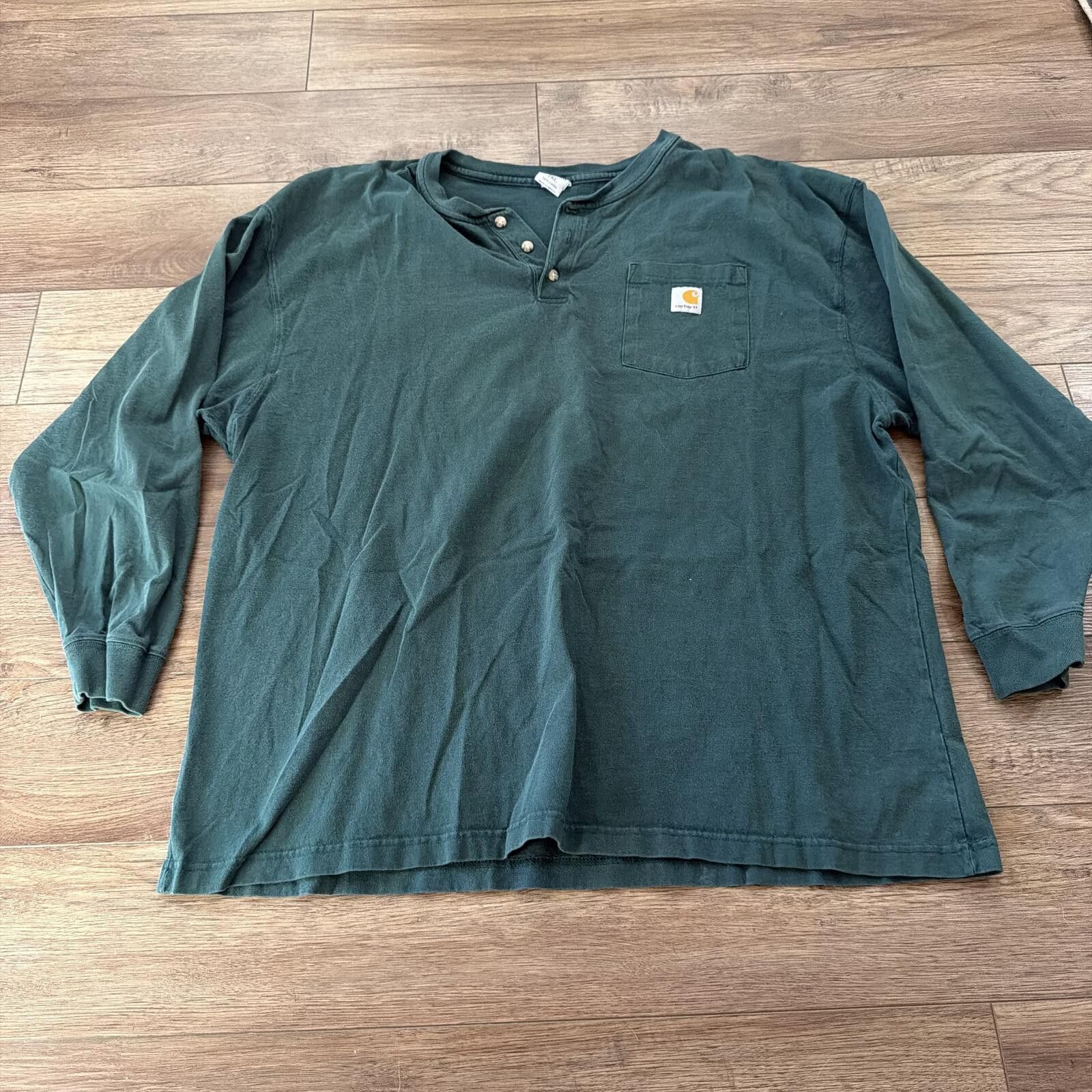 Carhartt Carhartt Green Long Sleeve Henley Pocket Shirt Vintage Y2K Size US XXL / EU 58 / 5 - 1 Thumbnail