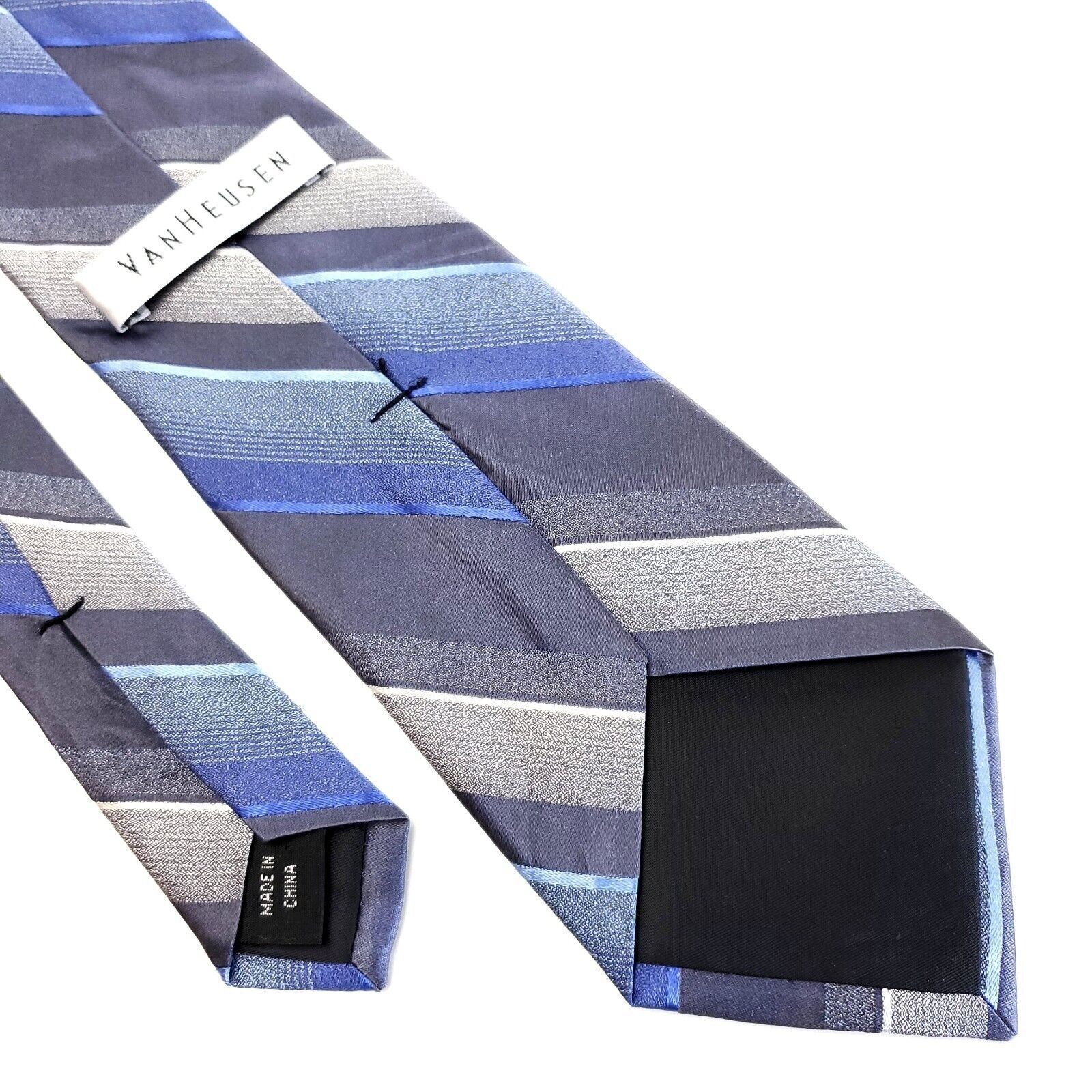 Van Heusen Van Heusen Blue Gray Striped Woven Silk Tie Size ONE SIZE - 5 Thumbnail