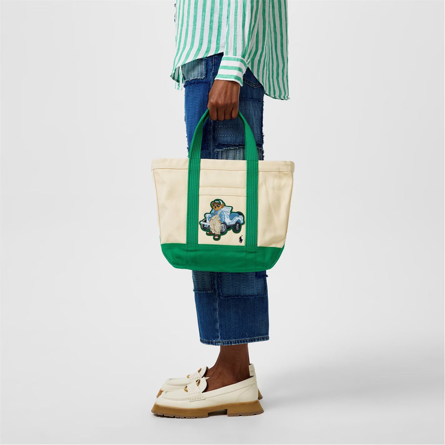 Polo Ralph Lauren o1g2r1mq0825 Size: OS / Bear Tote Bag in Ecru/Green Size ONE SIZE - 2 Thumbnail