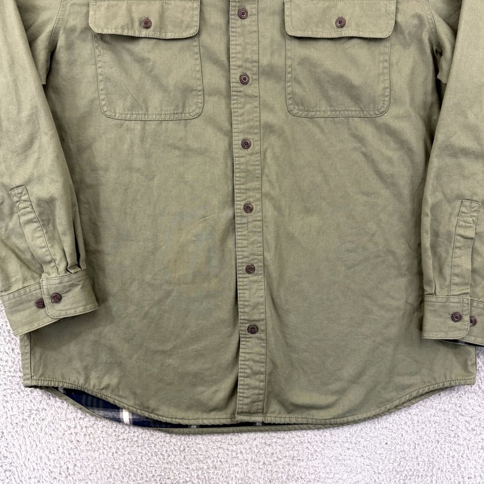 Vintage VINTAGE L.L.Bean Shacket Mens LT Green Plaid Lined Button Long Sleeve Outdoor Jacket Coat Size US L / EU 52-54 / 3 - 2 Thumbnail