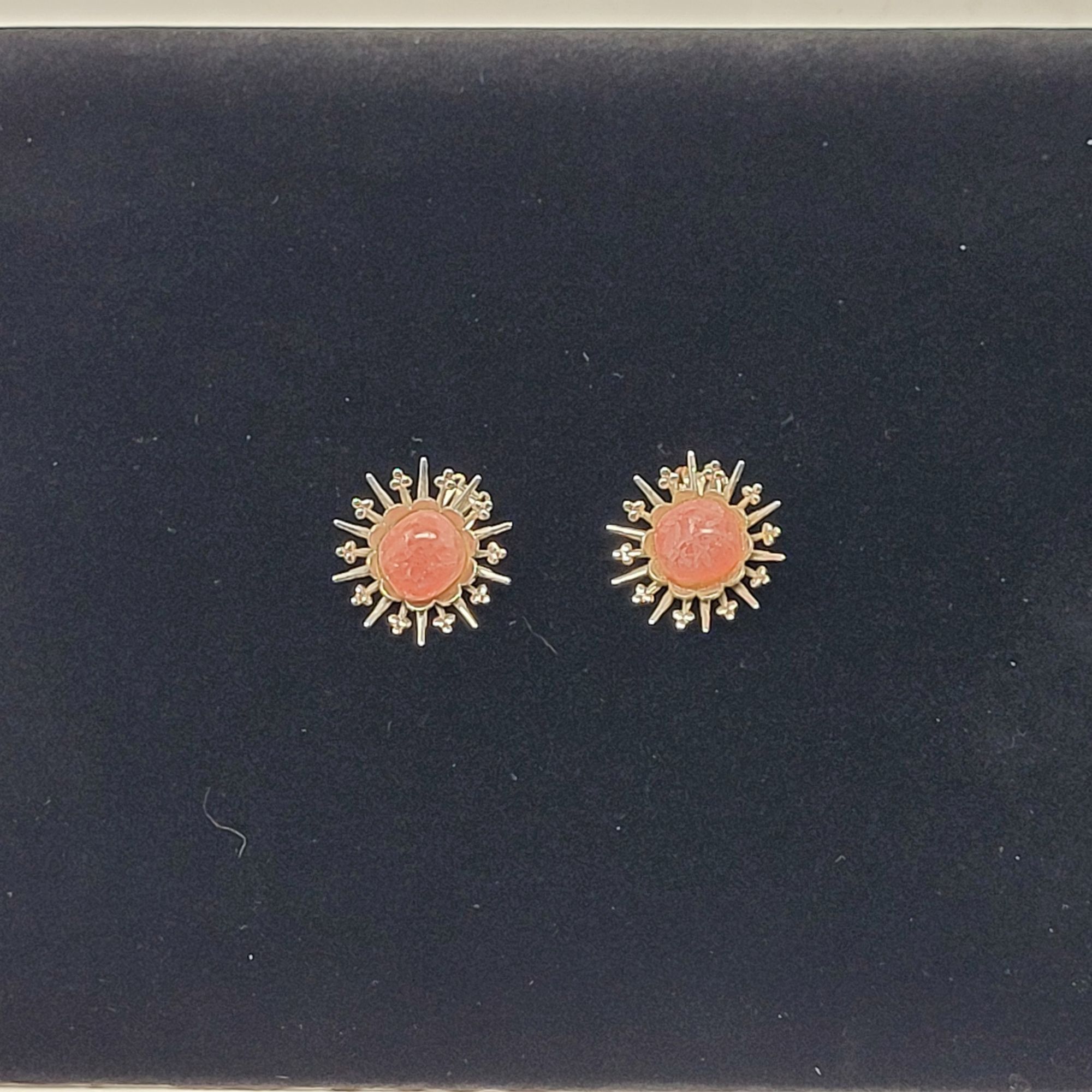 Vintage Vintage 60s Pink Quartz Sunburst Satellite Clip-On Earrings Size ONE SIZE - 5 Thumbnail