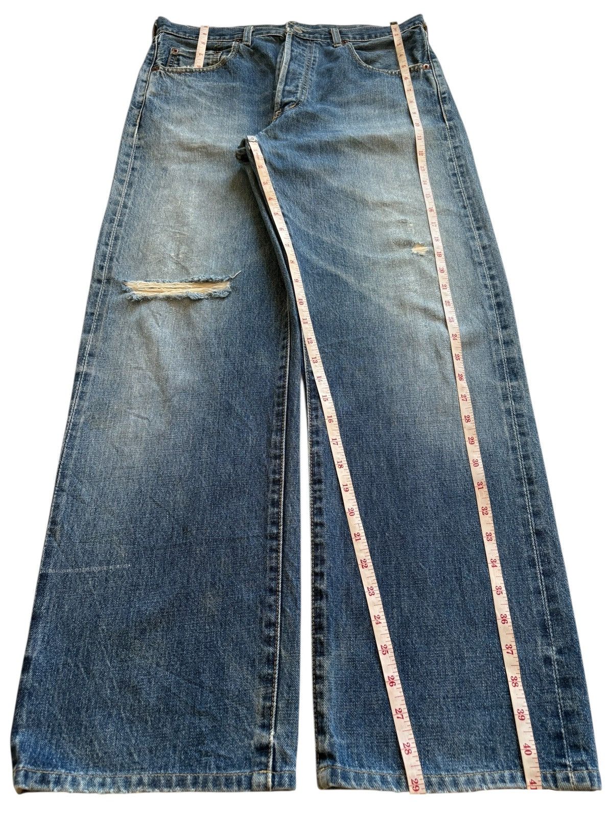 Levi's Vintage 90s Levis 503B Selvedge Mud Wash Distress Baggy Jean Size US 32 / EU 48 - 11 Thumbnail