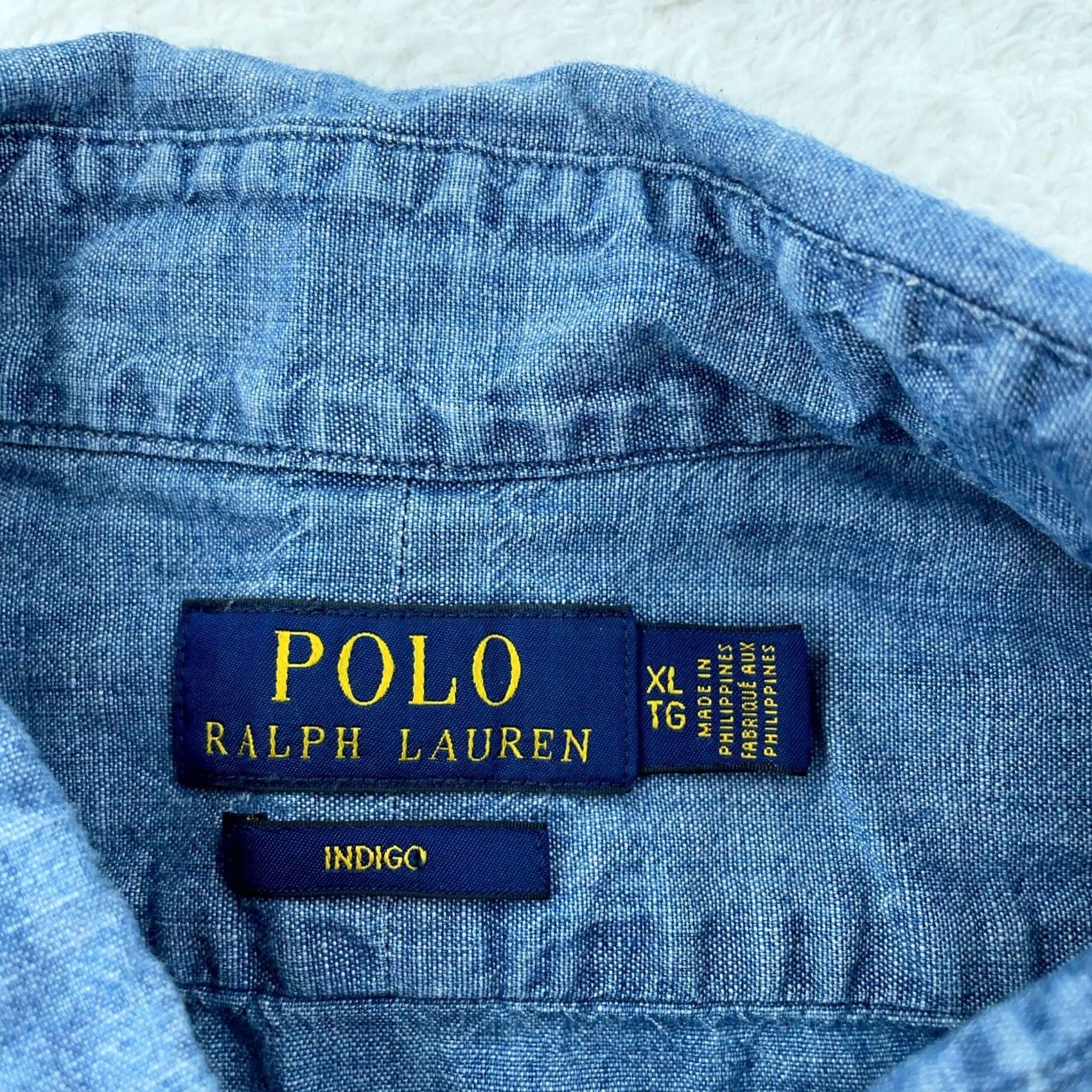 Polo Ralph Lauren Polo Ralph Lauren Shirt Mens XL Blue Indigo Denim Long Sleeve Collared Button Up Size US XL / EU 56 / 4 - 3 Thumbnail